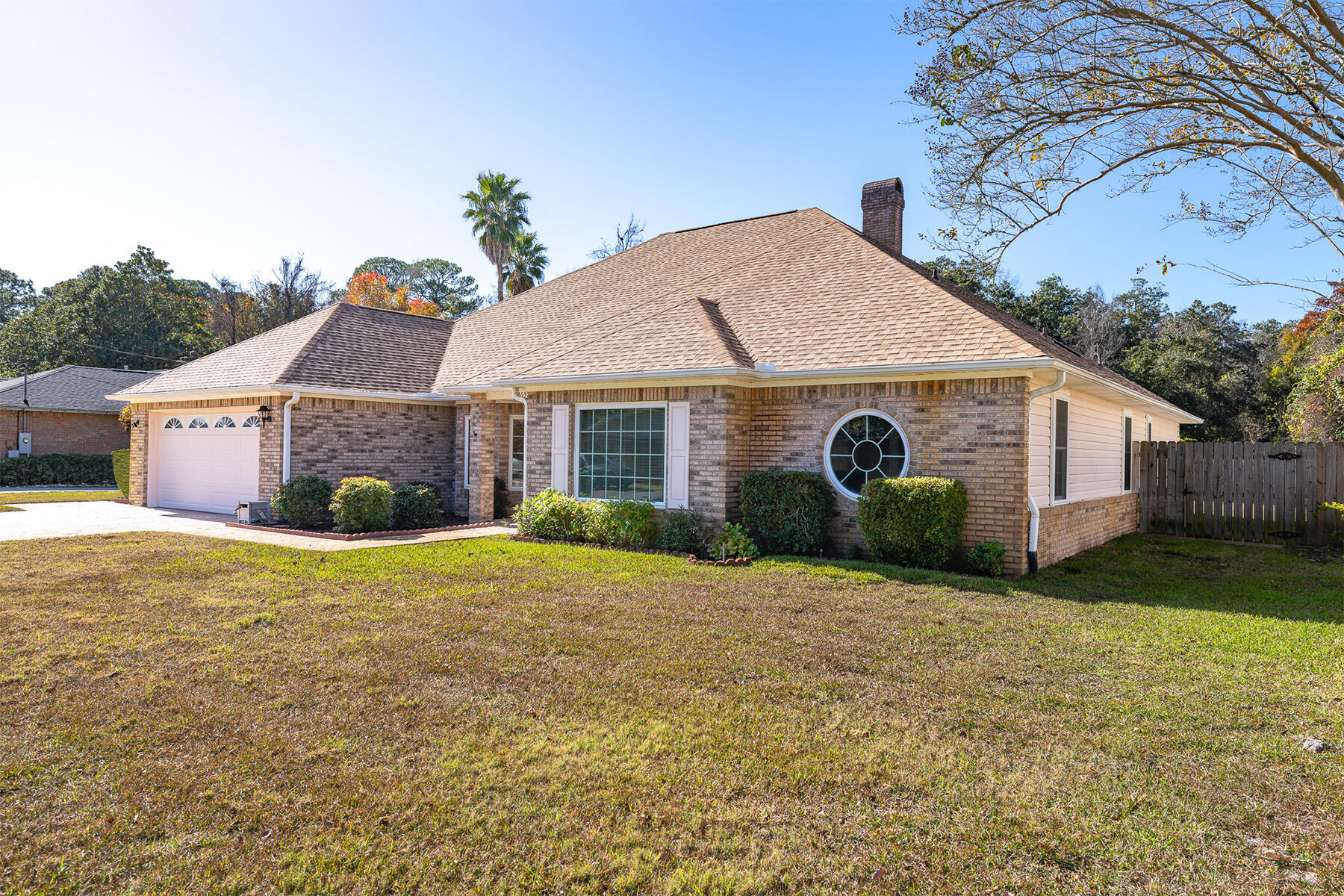 Discover the perfect blend of comfort, technology, and relaxation in this meticulously updated 4 bedroom, 2.5 bath home. Nestled in a serene neighborhood, this residence offers a bonus office space and a sunlit Florida room, seamlessly catering to work, play, and relaxation. Every detail has been thoughtfully enhanced, making this property a haven for modern living.The interior welcomes you with warm tones and stylish upgrades, including Brazilian cherry luxury vinyl plank flooring throughout the home and resort teak vinyl plank flooring on the back porch. An upgraded Samsung convection range and microwave, along with a counter-depth LG side-by-side refrigerator, adorn the kitchen, while a Samsung dishwasher ensures effortless cleanup.This home is fortified with new GAF HDX roofin roofing, featuring SunTec impact-resistant skylights (15-year unlimited wind warranty and 25-year algae stain warranty). The Sears/Simonton StormBreaker impact-resistant windows (15 total) ensure lasting durability and peace of mind for many years to come.

The home's layout is perfect for entertaining with an open flow from the main living area to the Florida room, where you can relax in natural light or step outside to your private outdoor retreat.

The jewel of the home is the sparkling pool, complete with a new Pentair IntelliFlo 3HP variable-speed pool pump (with touch-screen controls and WiFi app capability) and a new Polaris booster pump for the in-ground vacuum system. A 6-foot fence with a secure gate ensures privacy while you enjoy your backyard oasis. Enhanced security features like a Ring floodlight camera for the pool and backyard provide peace of mind, all controllable via an app that stays with the home.

This home boasts a series of high-tech improvements, creating a smart living experience:
New Rheem 17 SEER 3-stage inverter-driven heat pump with EcoTec app control (transferrable 10-year warranty).
New Rheem 40-gallon hot water heater with app-controlled thermostat.
New LiftMaster MyQ garage door control, also app-enabled, and replaced garage door springs with a 12-year transferrable warranty.
New Kevo smart door lock and Ring doorbell camera at the front entrance. Additional Ring spotlight camera for driveway monitoring.

The Electrolux washer and dryer convey with purchase and are under warranty until April 2025. The Pentair sprinkler system with deep well pump offers efficient irrigation. Freshly painted vinyl siding on both the house and the shed, adding to the home's curb appeal.

Located in close proximity to the heart of Mary Esther, this home combines modern conveniences with a relaxed Florida lifestyle. Whether lounging by the pool, hosting family and friends, or enjoying the well-equipped smart features, this home offers it all.

Don't miss your chance to own this beautifully updated, move-in-ready home. Schedule your private tour today and discover how 265 Brian Circle can become the backdrop of your happily ever after.