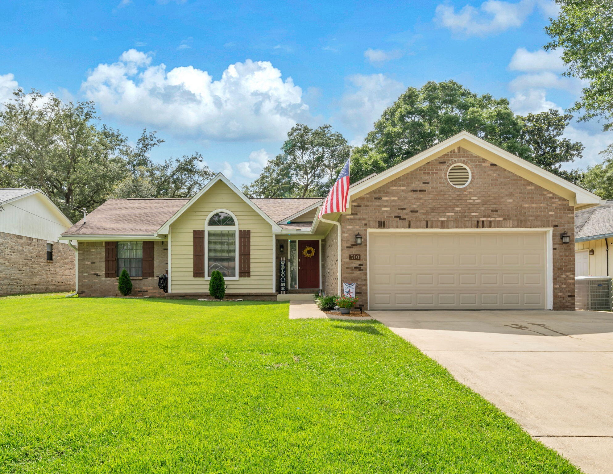 Charming & Updated, 3 bedroom, 2 bath home in the heart of Niceville. NO HOA & NO CARPET. Spacious, flat backyard with an oversized deck and privacy fence. Welcoming interior floorplan, with 2 light and bright living areas with a spacious living room with wood burning fireplace & dining room. Updates include, newer kitchen cabinets, granite countertops w/ newer Stainless Steel appliances, pantry and breakfast nook. Updated, LVP flooring in 3 BRS & newer tile & vanities in the baths. 1 guest bedroom w/ vaulted ceiling & a custom, full, loft bed. In Master, custom, shiplap, feature wall & window seat in as well as a roomy, walk-in closet and dressing area. NEW Garage Door 6/2025. NEW HVAC 7/2022. NEW, Epoxy Garage Floor 2022. Washer & Dryer stay & convey 'as is'. See Upgrade sheet. Conveni Conveniently, located minutes away from highly rated Niceville school district, shopping, city parks, library, restaurants and a quick drive to Destin and Eglin AFB & Duke Field.