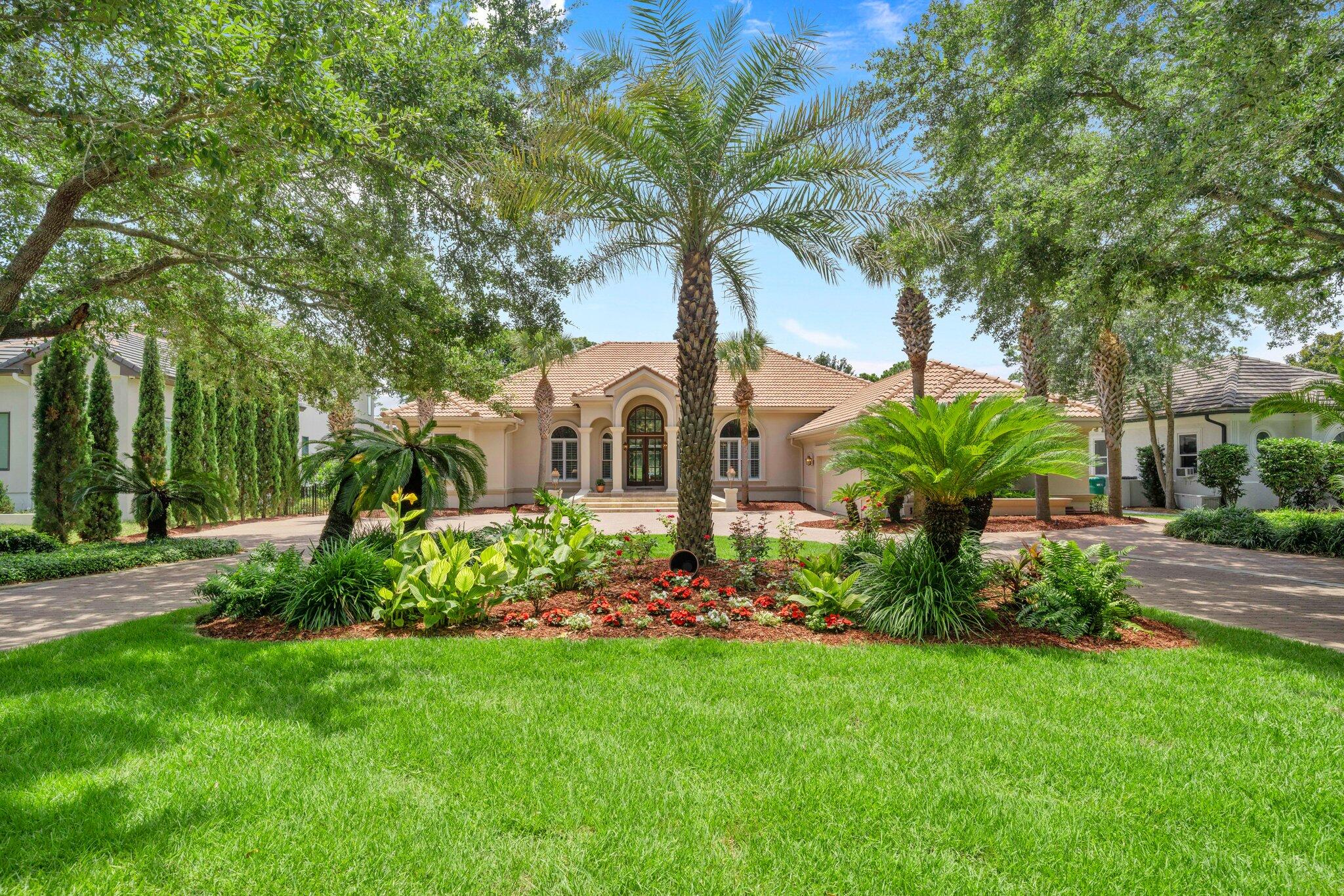 Boating enthusiasts, look no further! Timeless beauty right off the Bay! Direct access to deep water! Turnkey furnished single-story home. If you're ready to boat, 25' Bennington tritoon included. 2023 tile roof & solar panels. Approx $25 a month electric bill! New A/C. New dock. Enter the double doors and enjoy the spacious great room filled with natural lighting and warmth. Large dining room converts to pool table for entertaining! Spacious open kitchen remodeled with quartzite counters. GE Monogram fridge, Thermador gas cooktop, custom cabinets. Central vacuum system. Step out on the lanai and enjoy paradise with remodeled auto-drain tropical pool & spa/fountain w/ outdoor kitchen. SONOS ceiling speakers in/outside. Adirondack gliders convey for watching amazing sunsets on the dock. 3/3 with separate office can easily convert to a bedroom. Bonus room currently an office but can be overflow BR, gym, storage.
Enjoy all the amenities in this well sought after gated golfing community; tennis, pickleball, golfing, boating, red fish fishing spot 100 feet from the dock, jogging/walking...all at your fingertips.