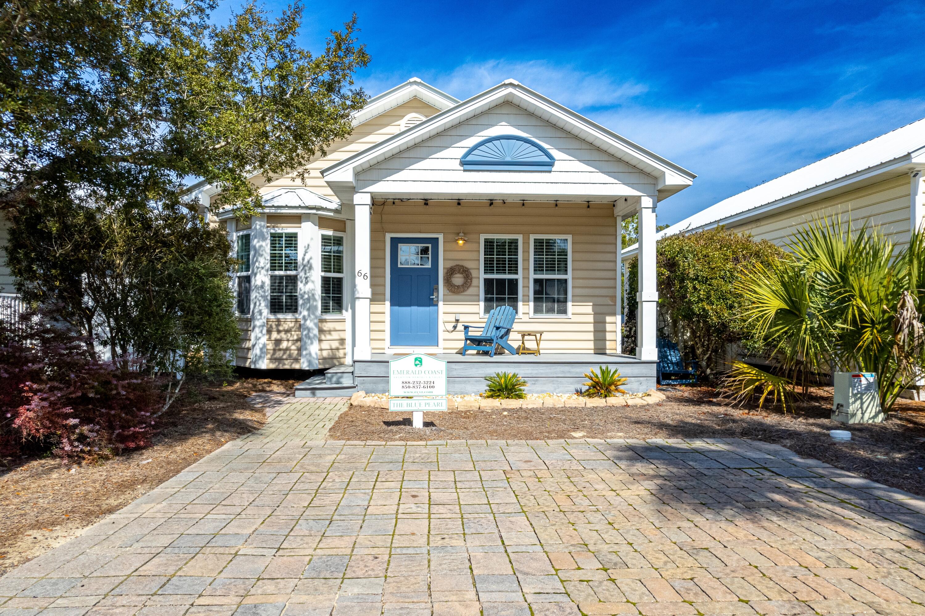 ''The Blue Pearl'' is the perfect retreat, nestled in a charming cul-de-sac of cottages surrounding a community pool-just two blocks from the stunning 30A beaches! Fully furnished with coastal charm, this cottage is designed for the ultimate beach getaway. Inside, vaulted ceilings and an open-concept layout create an airy and inviting space, complemented by luxury vinyl flooring throughout. The kitchen, the heart of the home, features stainless steel appliances and a granite breakfast bar overlooking the dining and living area, complete with a sleeper sofa for additional guests. The primary suite boasts a king bed and private access to the fenced backyard, offering a peaceful retreat. The second bedroom is thoughtfully designed with a bunk bed, perfect for extra sleeping accommodations. Located in the charming Gulf Cove of Seagrove, this community is just two blocks from 30A and multiple beach access points. Enjoy the community pool with grills or take a quick bike ride - less than two minutes - to the beach. A short golf cart ride brings you to Seaside, while renowned dining destinations like Caf?? 30A and Surfing Deer are within an easy evening stroll.