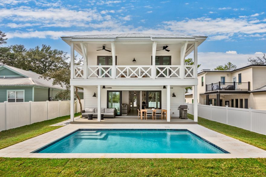 Professionally designed by Paulette Degraw, owner of www.30AdesignGroup.com!Being sold turn key with custom made furniture, all decorations, silverware, etc. Just bring your bathing suite!Whites Gulfview owners and guests have the pleasure of two important things. 1. They can drive a golf cart .3 miles to the PRIVATE deeded beach access, AND PARK IT in the designated space2. They share the deeded beach with Seacrest Condo owners. Therefore, they not only have private access to the beach, they also have a place to sit and enjoy the beach. The home has the potential to be a vacation rental, with projections of $175,000.With 5 bedrooms, 2 additional bunk rooms, parking for 5 vehicles, a private pool, walking distance to the beach, what else do you need?