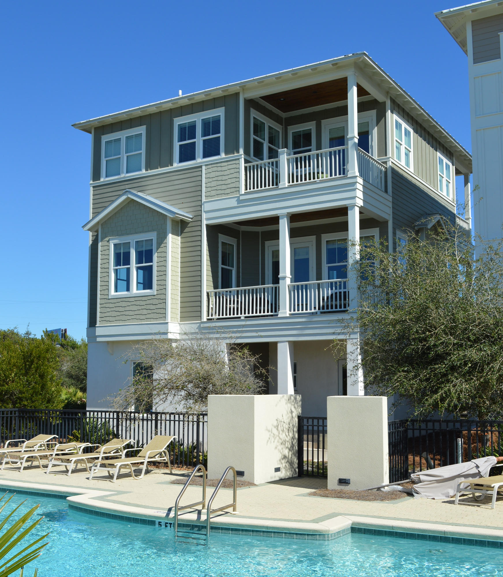 Fabulous Beach Home in Inlet Beach with INCREDIBLE GULF VIEWS!! Custom built in 2011 to take advantage of FOREVER VIEWS! This home is just like New as it has never been rented. The reverse floor plan has two living spaces and 6 covered porches. The first floor with 2 Bedrooms, Full Bath, Living Space and the perfect storage room for your bikes and beach accessories. Second Floor with spacious family room, kitchen, dining, and porches offering views to the East and West. You are going to love the built in window seat in the dining room that looks out over the Gulf of Mexico and Park Place Pool. Laundry room and 1/2 bath complete the second floor. The entire Third floor is a Master