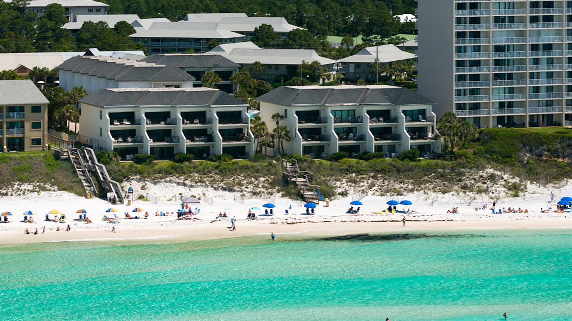 Thoughtfully named Emerald Hill, this 36 unit condo development rests atop a high Seagrove bluff, overlooking the emerald waters of the Gulf of Mexico. Comprised of clean lines, white walls and dark slaty-gray rooftops, this contemporary-styled complex is approximately one mile east of Seaside, Florida and is centrally located to all Scenic 30A amenities. This one bedroom, one bathroom condo offers gulf views and direct, easy beach access. Emerald Hill is a boutique development boasting truly beautiful grounds, a large pool and tropical, lush green surroundings. The exterior of the complex was recently restored, and the property is well kept and inviting. Don't miss this gulf front opportunity to own one of Seagrove's premier South of 30A condo locations.