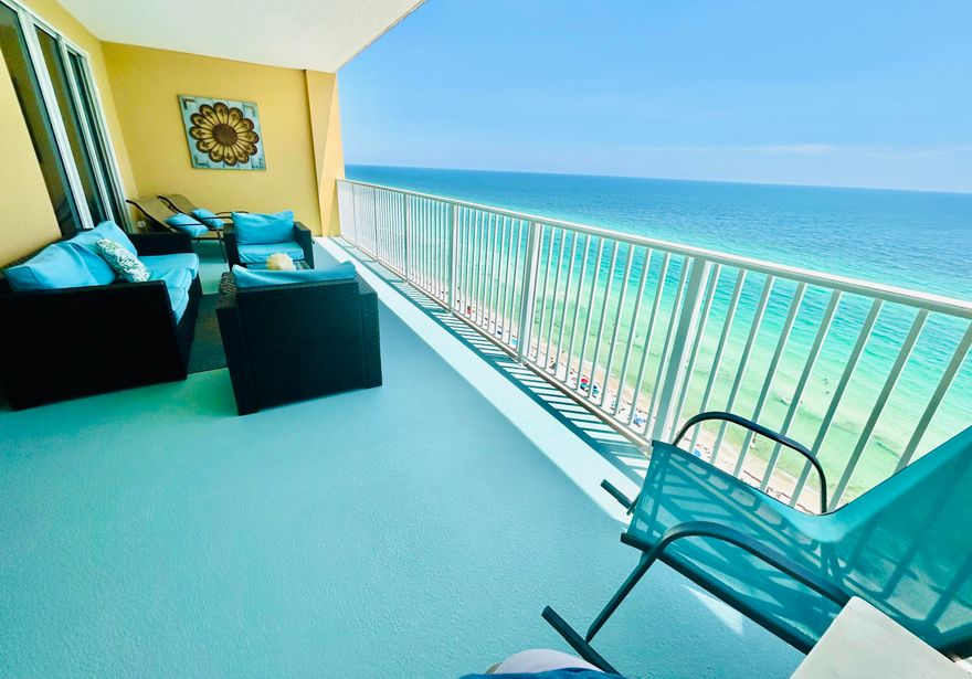 **10K TOWARDS CLOSING COSTS, RENOVATIONS / UPGRADES**.   Don't miss your opportunity for this desirable Gulf front condo located on the West end of PCB, offering tranquility at your fingertips, while still being close to the action! This spacious, fully furnished, 2 BDR/2B has an open floor plan w/ upgraded tiled flooring & 3' granite countertops throughout! This beautiful unit is equipped with stainless steel appliances in the kitchen, tiled back splash & bar wall, custom tiled showers, upgraded custom bifold closet doors, modern brushed nickel hardware throughout and upgraded light fixtures. Enjoy unmatched, spectacular, endless, unobstructed ocean views from the oversized balcony (28'x10'/ 280sq ft), or put your toes directly in the sand when you walk through your private beach access!