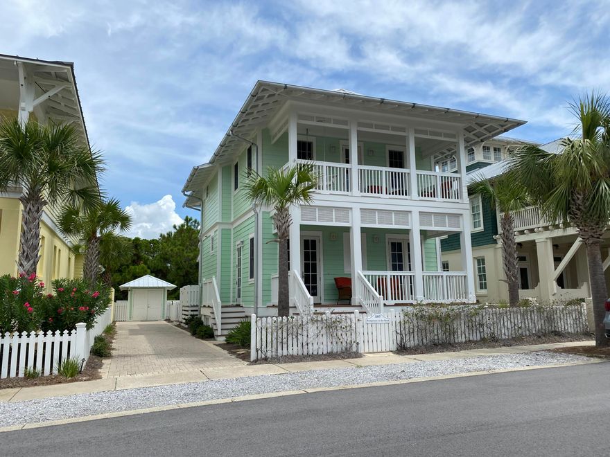 Great  home on Beachside Drive, across the street from the Gulf of Mexico, and close to the Sandyshore Drive Dune Walkover.  This well kept home has 4 bedrooms and 3-1/2 baths.  The oversized back screened porch is the perfect place to enjoy an alfresco meal.  The kitchen, dining, and living area are located at the back of the home, overlooking the pool, and walled outdoor lounging/entertaining/grilling area. The kitchen has a large island and ample  space for several people to enjoy cooking together.  An en suite bedroom on the first floor is the perfect  guest room.  The master suite, with beautiful view of the Gulf of Mexico, is on the second floor along with a second guest room and a bunk/bedroom.  Being sold furnished with a small exclusions list. Easy to show!