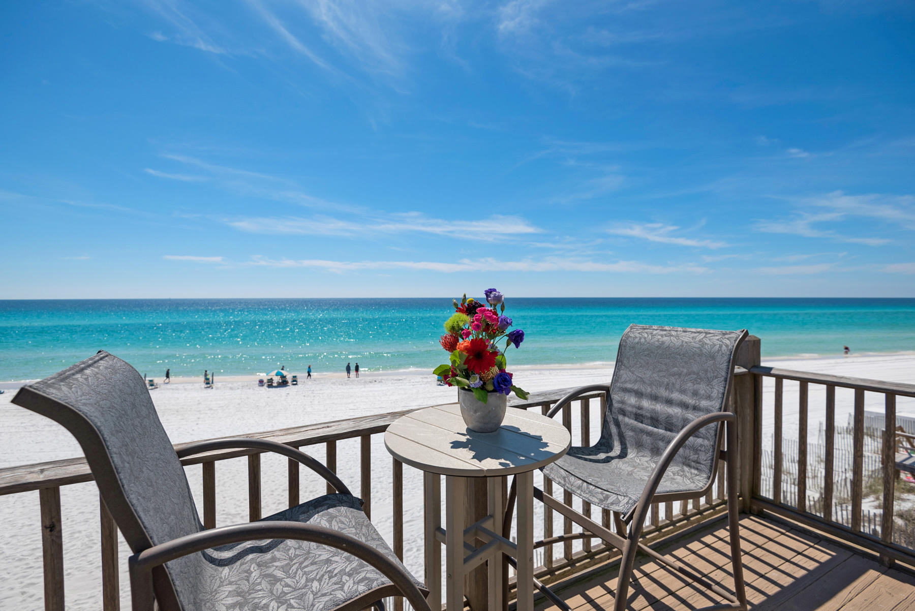 Rare, Gulf front townhouse opportunity in Seagrove Beach. Beautifully renovated, and a location that can't be beat. Have your cake & eat it too here - Toes in the sand, everyday views, NO HOA, and access to two pools (one heated) for a small yearly fee. Bright and cheery colors & tasteful new decor. Main floor with open kitchen and living area leads out to the large deck area offering sweeping views. Capture the beauty of the crystal clear waters of 30A beaches from the top floor gulf front master bedroom. A guest room offers a queen bed & bunks. Sleeping 6 comfortably, your beach retreat awaits. Excellent rental at 96K gross with owner use. Pool access is through Summer's Edge. Covered parking available underneath for 2 vehicles w/storage closet & additional area for beach toys.