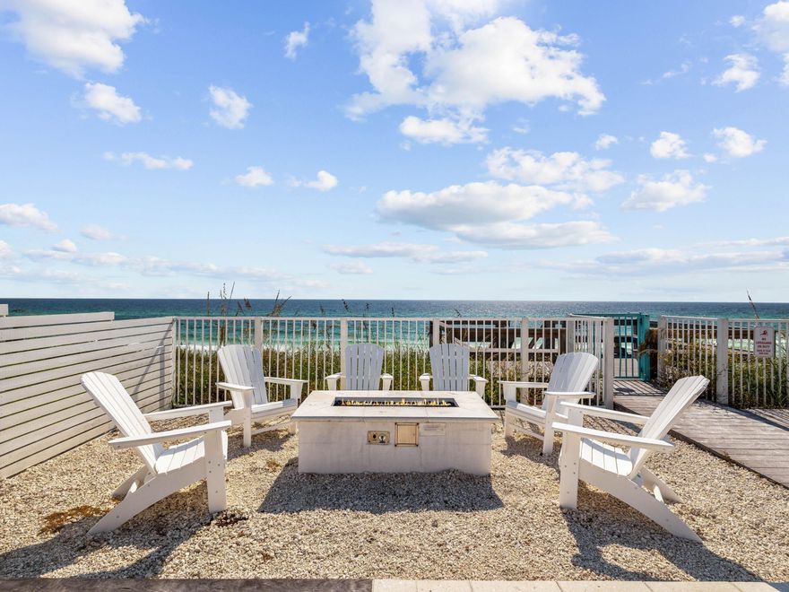 With private beach access, a beachfront pool, and sweeping Gulf views from both the living room and balcony, this refined luxury condo offers an exceptional opportunity for a second home or coastal retreat. Built in 2017, the residence showcases contemporary architecture and floor-to-ceiling windows that bathe the interiors in natural light while framing the ever-changing blues of the Gulf. Just inside the entry, three spacious guest suites provide comfort and privacy, each featuring a walk-in closet, ensuite bath, independent climate control, and plantation shutters for restful nights. The largest suite is a true sanctuary, complete with an oversized shower-tub combination and direct access to a private balcony with stunning Gulf views. A thoughtfully designed fourth bedroom configured as a bunk room accommodates four additional guests, making this home ideal for hosting family and friends.

The residence unfolds into a beautifully curated open-concept living space, anchored by a chef-inspired kitchen with stainless steel appliances, a griddle-equipped range for leisurely breakfasts, a stainless butler's sink, and a quartz-wrapped breakfast bar. Casual meals can be enjoyed at the bar, while the formal dining areawith built-in bench seatingcomfortably hosts gatherings of eight. After a day at the beach, unwind in the expansive living room, perfect for movie nights on the 65-inch HD smart TV, or retreat to the additional sitting area for quiet reading. Step outside to the generous Gulf-front balcony, an inviting setting for alfresco dining, sunset cocktails, and relaxed evenings accompanied by salty breezes and vibrant coastal skies.

Offered fully furnished, this third-floor condo includes dedicated parking and elevator access. Residents of Viridian enjoy exceptional amenities, including a pristine beachfront pool and spa, poolside ice machine, seasonal beach chair service (March-October), shared Gulf-side green space, and a renowned onsite restaurant. Additional dining, shopping, and entertainment await just a short bike ride away in Seaside, WaterColor, and WaterSound. This is coastal living at its finestwhere luxury, comfort, and the Gulf come together effortlessly.