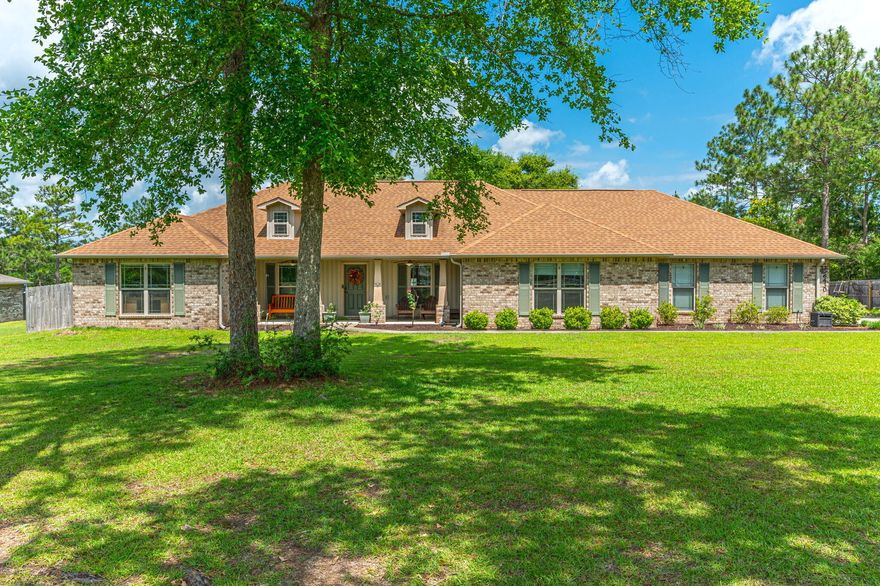 SHOP/POOL/3 CAR GARAGE & 2422 sq ft in this  4 Bed 2 Bath  Country Ranch Home Sitting on 1.08 Acre with a Fenced Backyard.  Tiled Flooring Throughout Common Areas/Carpeted Bedrooms/Vaulted Ceilings/Formal Dining Room/Office or Flex Room. The Kitchen has Plenty of Cabinets complete with a  Breakfast Bar/Granite Counter Tops/Stainless Steel Appliances/Double Oven/Pantry/LED  Lights. The Master Bedroom can Accommodate the Largest of Furniture with Room to Spare/Tray Ceiling with the Master Bath having a  Separate Shower/Soaking Tub/Double Vanity with Granite Countertops. The Guest Side of the Property Consists of 3 Nice Size Bedrooms and Guest Bath with Tub/Shower Combo and Granite Countertops.  The Extra Large Utility Room has countertop for folding/Mop Sink and Space to fit an Extra Freezer Relax & Enjoy on the covered Patio and view your Beautiful Backyard complete with a Above Ground Swimming Pool and a 30x40 Steel Beam Workshop complete with Vinyl Insulation/ 80 AMP/LED Lights/Air Conditioning/ 10x10 Roll Up Door.  This subdivision Features native piney woods, walking trails, gazebo, fishing pond..