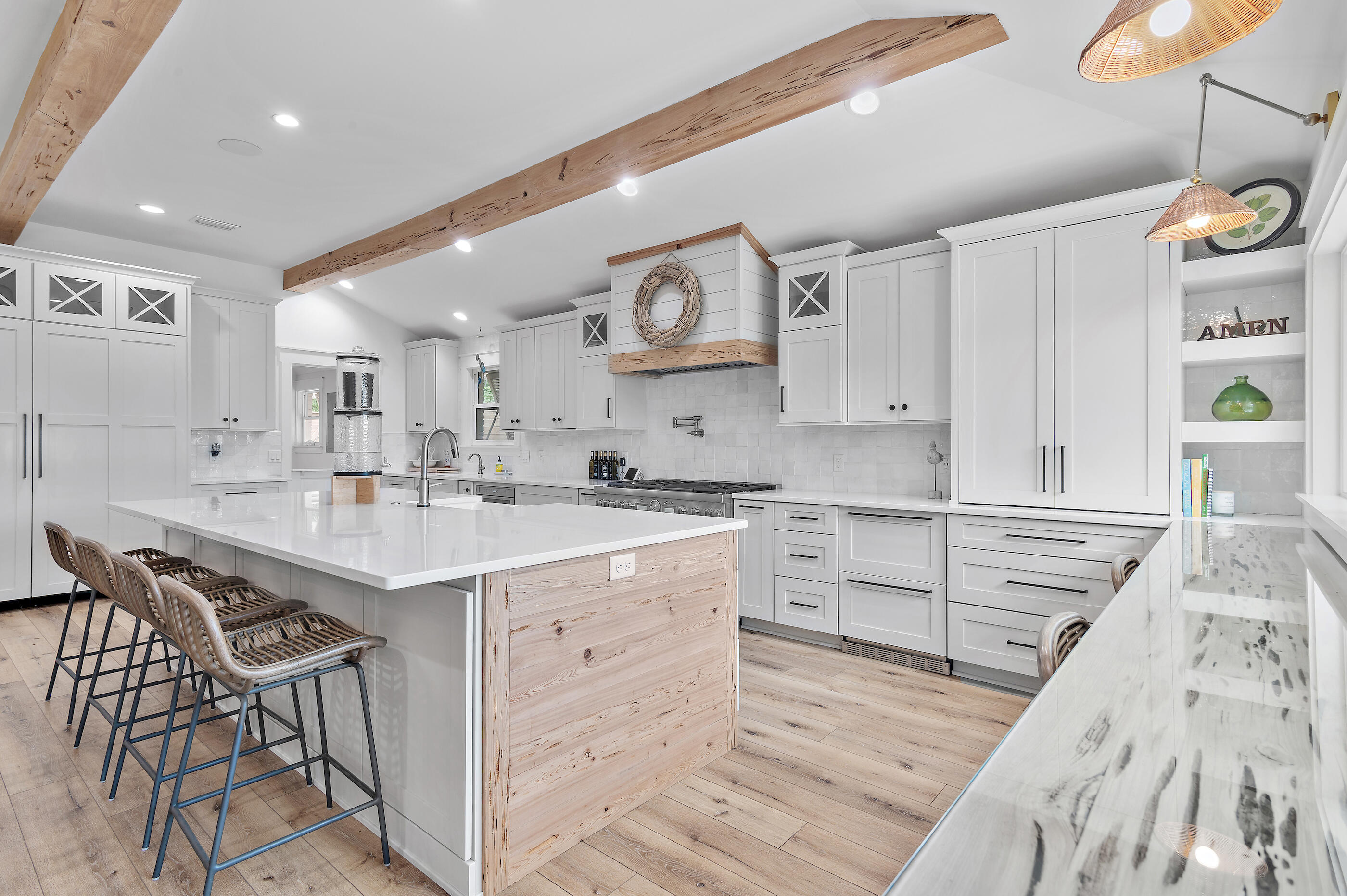 PRICED TO SELL and minutes to South Walton! No HOA Fee!!!! This stunning home was renovated in 2023 and offers luxurious upgrades throughout. The open-concept layout seamlessly connects the living, dining, and kitchen areas - ideal for hosting friends and family. The chef's kitchen is outfitted with premium Thermador appliances and highlighted by beautiful pecky cypress beams and custom accents. Whole house in-wall speaker system for the music lovers in the family! The spacious primary suite is truly unique, featuring TWO full bathrooms. Outside, your personal oasis awaits: a sparkling pool, hot tub, and a fully equipped summer kitchen perfect for outdoor entertaining. Two Boat lifts, two jet ski floating docks, and a second level Sunset viewing deck. Property being sold As-Is. Located two miles to the 331 Bridge and Grady Brown park is a two miles down on Bay Grove Road as well. Home is located approx. 4 miles south of Publix at Freeport. Some additional Energy efficient upgrades to the home include: spray foam insulated attic, tankless water heater, and an ozone laundry washing system. Pool is saltwater and a new filter system was installed in March 2025. Small building on the back side of the house is perfect for storing all your boating and fishing gear or could be repurposed to be small office or potting/gardening shed. Pool area has a 1/2 bath and also an outdoor shower area.
Remaining furniture can be purchased as well.
