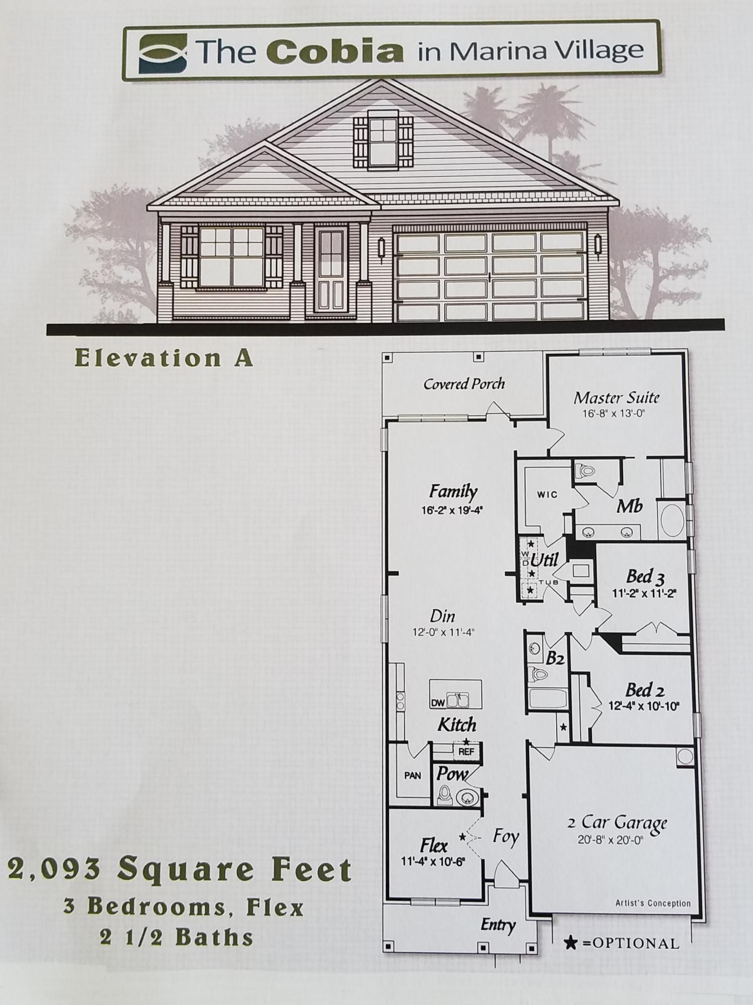 Marina Village is a private, quiet, bayou- coastal community with a pool, playground, and stocked ponds for catch and release fishing only. Marina Village has direct access to Lagrange Bayou via the Freeport Marina, which is the only full service marina in our area! The Cobia floor plan has 2,093 sq.ft. with 3 bedrooms plus a flex room, and 2.5 baths. Brick exterior, low e-vinyl windows, covered entry, large covered rear porch, 2 car garage, and landscaping package with automatic sprinkler system are just a few of the exterior features of the home. Interior finishes include 9 ft ceilings, laminate, tile, and carpet floor coverings, brushed nickel fixtures, double vanity and walk-in closet in the master bath, quartz or granite