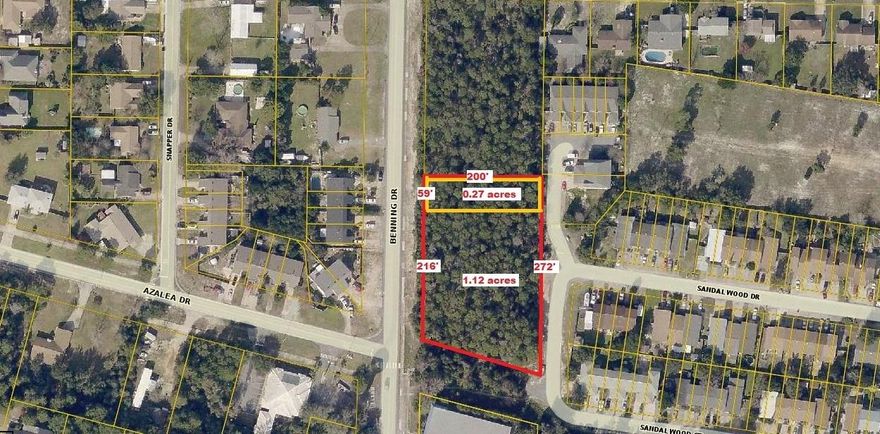 Parcel is being replatted with north 59' x 200' (.27 acres)being separated from south remaining portion of 1.12 acres that is covered by this listing.