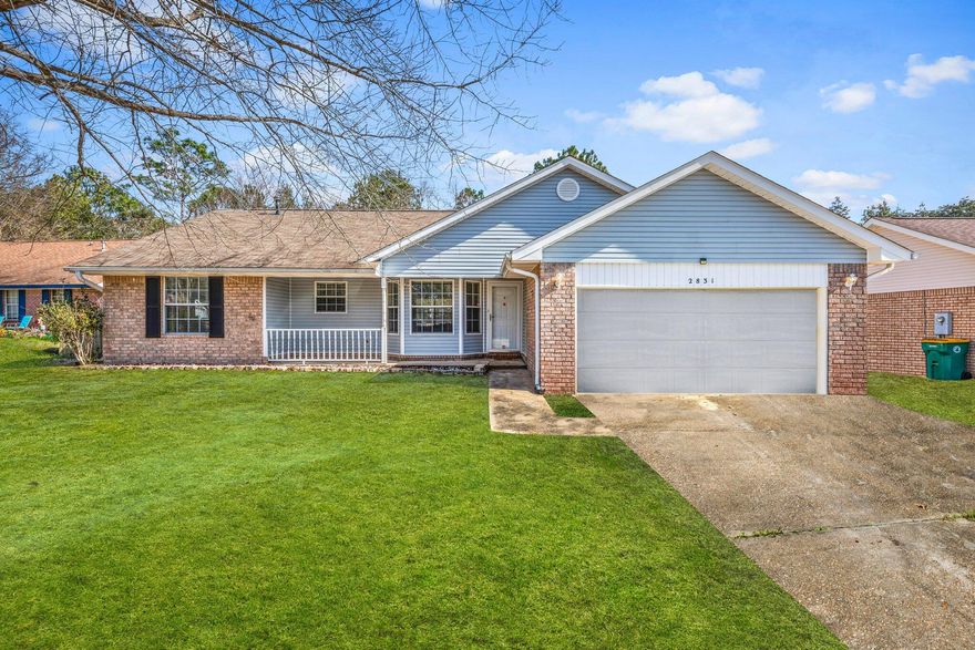 It's all about location! Located South of I10 with easy access to 7th Group, Duke Field, and Eglin AFB. This 3-bedroom, 2-bath, 2-car garage, all-brick home has it all. Upon walking in you are welcomed by the wide-open, split floor plan. The living room, nook, and kitchen provide a great area for family, friends, and entertaining. The kitchen is outfitted with stainless steel appliances, granite countertops, and a breakfast bar. The natural lighting from the backyard and bay windows makes the living room light and airy.  The bedrooms are all spacious in size with the primary bedroom fitting a king-sized bed without issue. The backyard is spacious and completely fenced-in. The deck provides a great place to grill out and entertain all summer! Plus NO HOA!