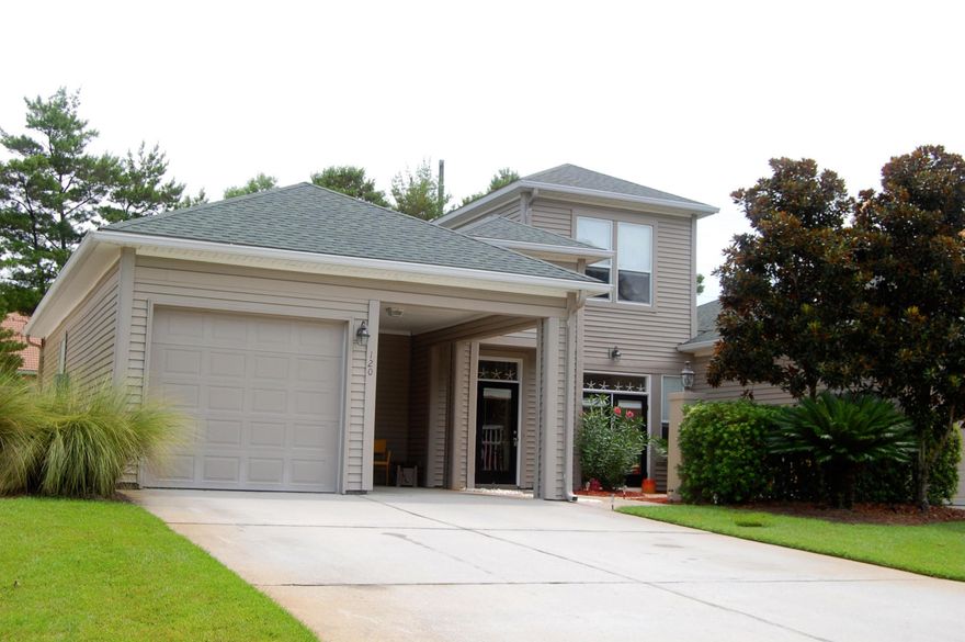 Picture yourself enjoying this move in ready, beautiful two story attached single family homes located in the gated community of the Courtyards of Santa Rosa Beach. Take a short 1/4 mile walk or ride on your golf cart to beach or the Santa Rosa Golf Club! Or you can relax in either of the homes two courtyards and the community pool. It features raised ceilings, hardwood flooring in the bedrooms and stairs and is tiled in all other areas. The kitchen has stainless steel appliances and looks out over the dining and living areas. This home offers plenty of parking for your vehicles with an attached garage and a carport. HOA includes Ground and Lawn Services, Internet and Cable Services, Pest Control, Termite Bond.This home could also be used as an investment propert