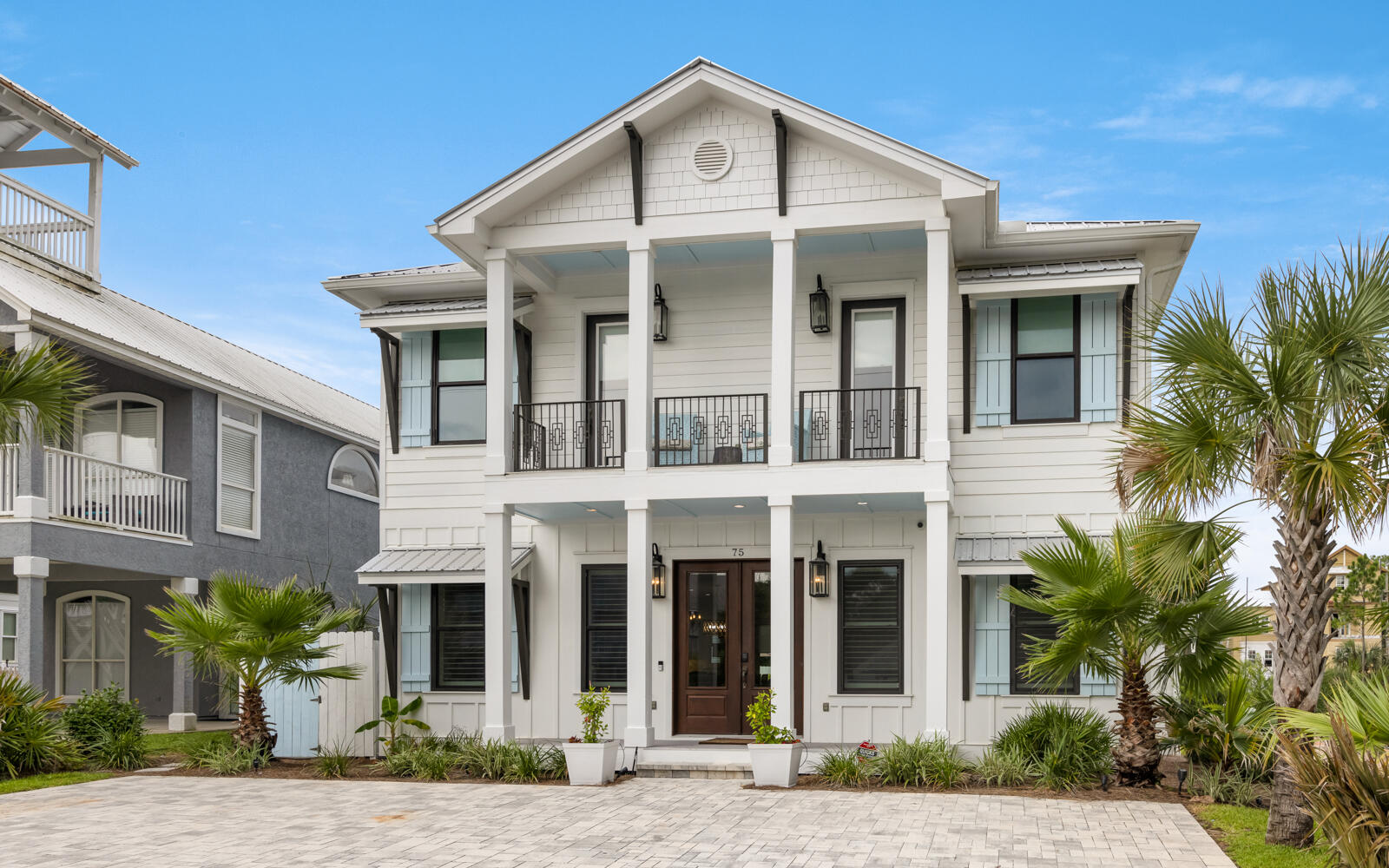 Welcome to Villa Dolce, a 3,074 sq ft luxury retreat in Seagrove, steps from Pelayo Public Beach Access. This custom-built 5-bed, 5.5-bath seamlessly blends modern elegance with coastal living. The 1st flr features an open-concept layout, including a chef's kitchen w/ top-of-the-line appl, quartz & granite c-tops, & gas range, spacious primary suite w/ walk-in closet, garden tub. The outdoor oasis offers a covered back porch & entertaining area, heated pool, spa, outdoor TV, firepit, grill, dining area, & outdoor shower, surrounded by lush landscaping & sprinkler irrigation system. Upstairs, 4 guest beds w/ensuite baths & 2nd living area provides space for family & guests. A large laundry room w/sink, 4x8 storage unit, hurricane-impact doors & windows. Close to restaurants & shopping