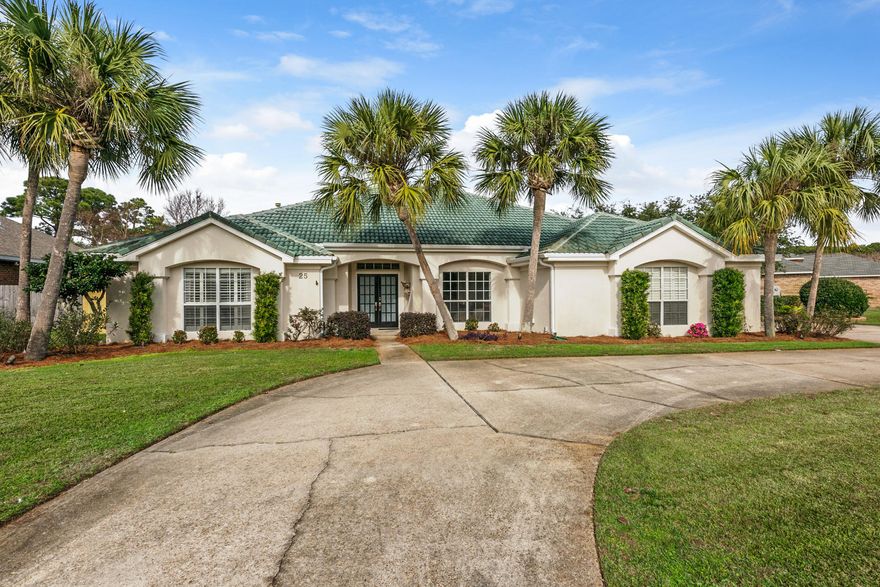 Beautiful Indian Bayou Pool home..This home can be a four or five bedroom house. From the beautifully manicured lawn to the sparkling pool this home is move in ready! The bedrooms offer a split plan. The master suite has a lovely sitting area (now being used for a workout area) and french door direct access to the patio and pool area. There is a bedroom located at the front of the home with a full bath perfect for guests. Two of the bedrooms have a jack and jill bath arrangement great for the kids and both bedrooms come complete with window seats. The fifth room could be an additional bedroom with it own closet or it makes a perfect office or art studio. The large family room has vaulted ceiling and comes with a beautiful gas fireplace and wet bar perfect for entertaining.
