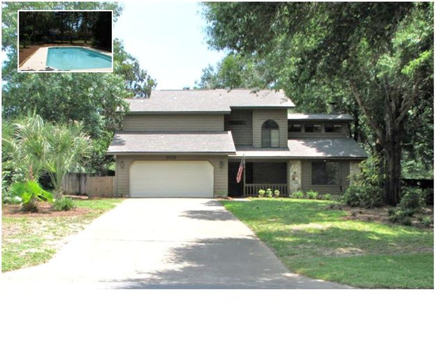 Back on the Market! With all the improvements that have been made - home is being sold As Is. Great and spacious, 4 bed/3 bath home sitting on over 1/2 acre lot in most desirable Rocky Bayou Country Club Estates. Beautiful pool! This home has had a lot of upgrades: NEW ROOF, Rhino Shield exterior with 23 year warranty, New Carrier AC/heating system. New kitchen with hickory cabinets, new dishwasher and disposal. Beautiful new Bay windows (Pella energy-efficient with blinds inside) throughout kitchen and living room looking at big back yard full with mature trees surrounding the pool! All carpet is new (bedrooms). Wood flooring in dining room and living room with awesome high vaulted wood ceiling.