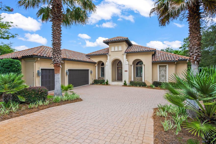 Exceptional location along 30A's west end with private gated access! Bellamar homeowners enjoy neighborhood walking paths that span from the west towards Gulf Place Town Center. The Vue on 30A and the Santa Rosa Golf & Beach Club are directly south of the gated entrance. 424 Emerald Ridge has been meticulously maintained and is move in ready! The cohesive design consists of a split floor plan with a private master suite and 3 additional bedrooms, plus a dedicated office. It is the perfect one level layout for families or for entertaining guests. In the heart of the home, the kitchen features a curved vaulted ceiling above the large island, Viking stainless steel appliances, granite, and white brick backsplash. Views of the screened lanai with double sided fireplace overlooking the custom