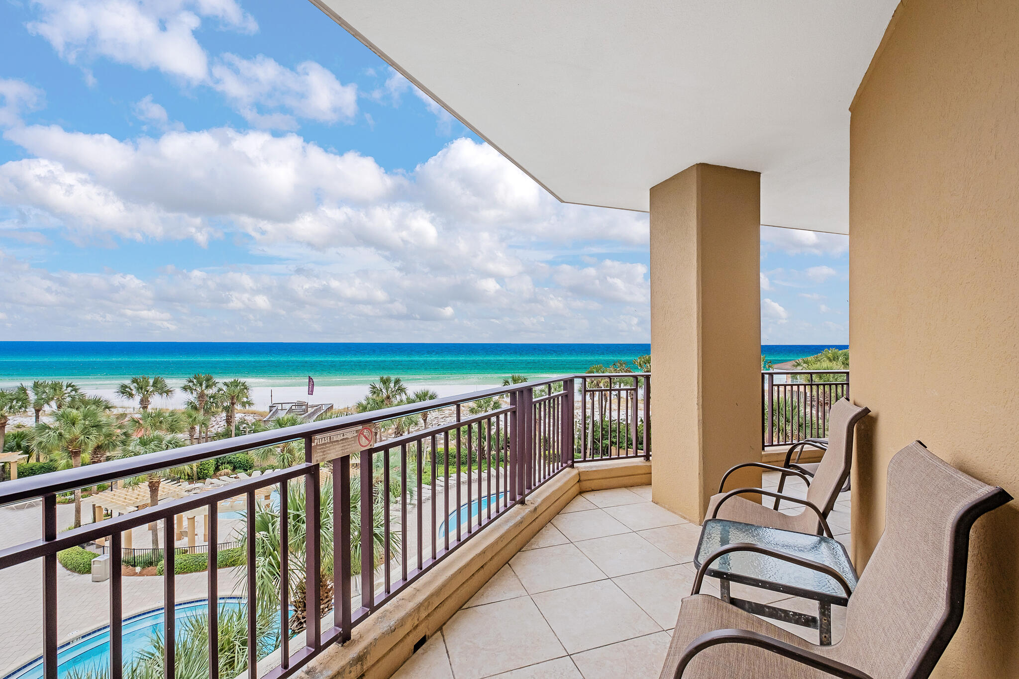 Gorgeous views of the Gulf of Mexico pouring through floor to ceiling windows are the focal point of this pristine two-bedroom, two-bathroom property primely located in Sandestin Golf and Beach Resort. One of only six two-bedroom retreats found on the front tower of Westwinds, this unit boasts a private, Gulf-facing balcony overlooking the resort's two pools and featuring perfect sunset views daily. The condominium is 1190 square feet, features a well-appointed kitchen with breakfast bar seating, dining, and living areas, and comes furnished. The spacious Main Bedroom is graced with breathtaking views and has an ensuite with double vanity and step-in spa shower. The light and airy Guest Suite is nestled adjacent to the second bathroom. Owners and guests have access to a variety of shared amenities on the property including a fitness center, an outdoor grilling area, a hot tub, and a poolside tiki bar. The beach is just a short walk from the pool across a private boardwalk. Pets are permitted for Owners only.
Additional amenities of Sandestin Golf and Beach Resort are just a short tram ride away.. Guests can enjoy the Marina with water sports and fishing charters, reserve a court at the Tennis Club or play one of the four world-class golf courses. The Village of Baytowne Wharf is conveniently found inside the resort and features shops, restaurants, and a menagerie of family friendly activities. Just outside the resort is Grand Boulevard, a premier collection of restaurants and shops along with a grocery store, movie theater, and more.
Wise owners/investors will appreciate the inclusion of an Owner's closet and laundry space with a stacked washer/dryer. Location, proximity to pool, larger floor plan with balcony make this unit an optimal vacation rental investment with a history of passive income production for current owners. Rental projections are available upon request.