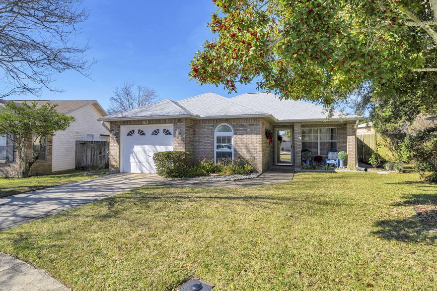 Charming all brick home conveniently located in the heart of Destin. Close to the beach, schools, shopping, restaurants and many Destin attractions. Walk to restaurants, churches and grocery shopping, High ceilings help to make this cozy home seem larger and more spacious. Handicapped equipped, wider entrance, 36'' doors to every room, & bars in bathrooms. Can convey partially furnished. Nice mature landscaping. Fenced back yard and attached storage shed. Located in Flood Zone X, two owner home, never rented, never flooded. New roof in 2025.