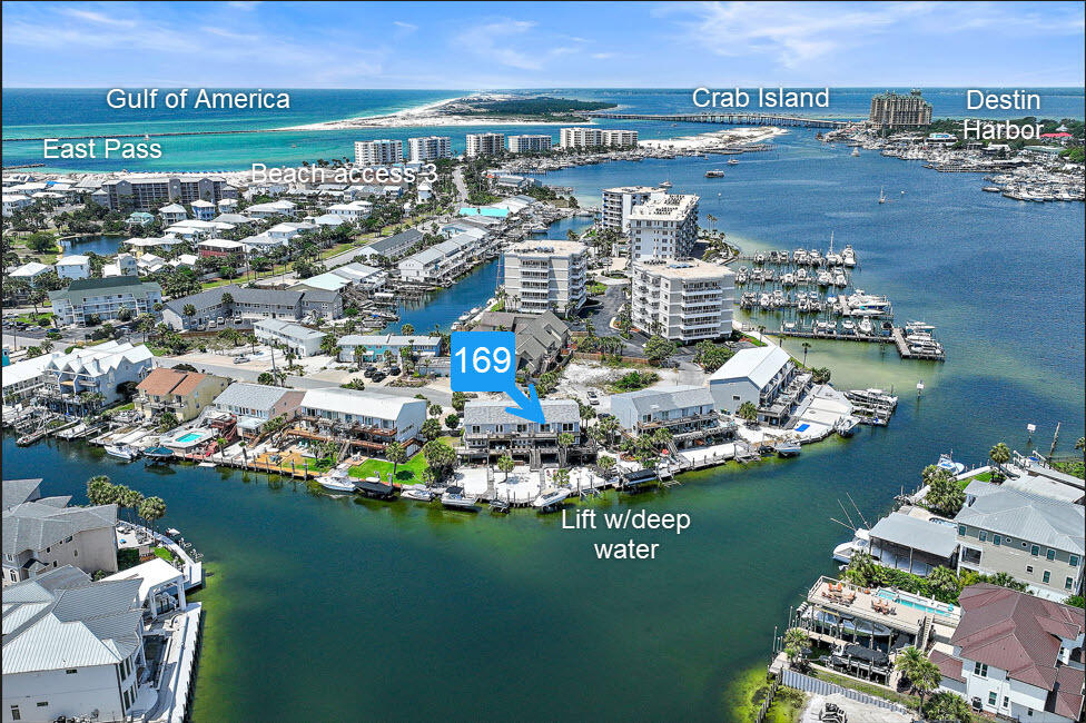 Experience the pinnacle of Destin living with this beautifully remodeled waterfront townhome, offering a seamless blend of stunning views, beach access, and a premier boating lifestyle. Located in one of Destin's most coveted waterfront communities, this home features a deep-water boat lift just steps from your back door--providing direct access to the area's world-class waterways. It's the perfect setup for avid boaters and beach lovers alike.Enjoy exceptional outdoor living with three waterfront balconies, a backyard oasis complete with a sandy beach area and cozy fire pit--ideal for relaxing or entertaining after a day on the water.Inside, the main living area opens to a spacious, covered balcony with tranquil water views, perfect for family dining. The recently added first-floor bed first-floor bedroom and full bath offers walk-out access to a large covered deck an ideal space for guests or multi-generational living. Upstairs, the main suite features a private balcony overlooking the canal and views of Destin Harbor. Additional highlights include two gated beach access points, and close proximity to the soon-to-be-completed Norriego Point Park and East Pass Jetty, placing you right in the heart of Destin's best coastal experiences.
This exceptional home delivers everything the Destin lifestyle promises remodeled luxury, private beach access, and effortless boating right from your own backyard.