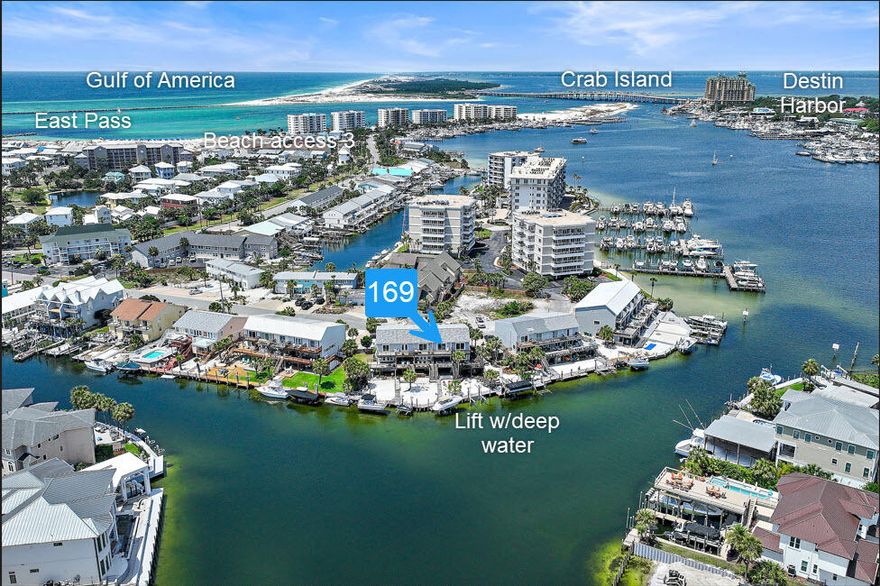 Experience the pinnacle of Destin living with this beautifully remodeled waterfront townhome, offering a seamless blend of stunning views, beach access, and a premier boating lifestyle. Located in one of Destin's most coveted waterfront communities, this home features a deep-water boat lift just steps from your back door--providing direct access to the area's world-class waterways. It's the perfect setup for avid boaters and beach lovers alike.Enjoy exceptional outdoor living with three waterfront balconies, a backyard oasis complete with a sandy beach area and cozy fire pit--ideal for relaxing or entertaining after a day on the water.Inside, the main living area opens to a spacious, covered balcony with tranquil water views, perfect for family dining. The recently added first-floor bed first-floor bedroom and full bath offers walk-out access to a large covered deck an ideal space for guests or multi-generational living. Upstairs, the main suite features a private balcony overlooking the canal and views of Destin Harbor. Additional highlights include two gated beach access points, and close proximity to the soon-to-be-completed Norriego Point Park and East Pass Jetty, placing you right in the heart of Destin's best coastal experiences.
This exceptional home delivers everything the Destin lifestyle promises remodeled luxury, private beach access, and effortless boating right from your own backyard.

