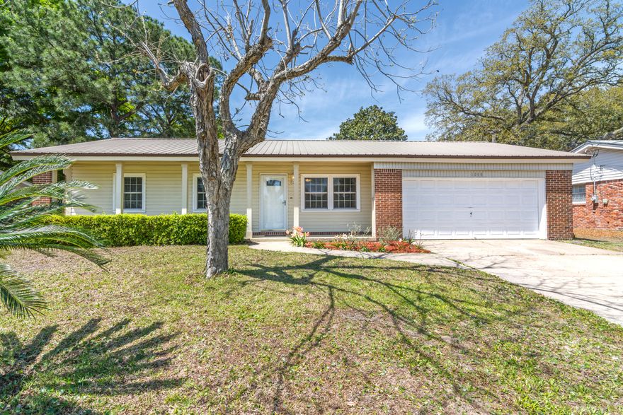 UNDER $200k in NICEVILLE! Great for investors or first time home buyers! All brick, metal roof home w/large workshop and FLORIDA ROOM. Kitchen has granite countertops and refinished cabinets. All appliances, including washer & dryer convey.