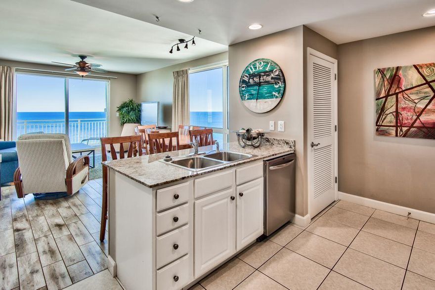 Beautiful three bed three bath unit with lockout option on the tenth floor of highly desired Splash Resort, located on the quieter west end of Panama City Beach. Panoramic ocean views from living areas and all three bedrooms. Two masters with ensuite baths. Balconies off each bedroom. Served by two separate HVAC units equipped with energy saving Coastal Green Air systems. Perfect investment or second home, this unit sells fully furnished and turn key ready. Amenities include children's interactive water park, splash pad, lazy river, adults-only pool and jacuzzi, multiple Gulf-front pools, well-equipped indoor fitness center overlooking the beach, poolside bar and grill, arcade, and more. Ideally located on approximately 400 feet of pristine Gulf frontage just two miles west of Pier Park.