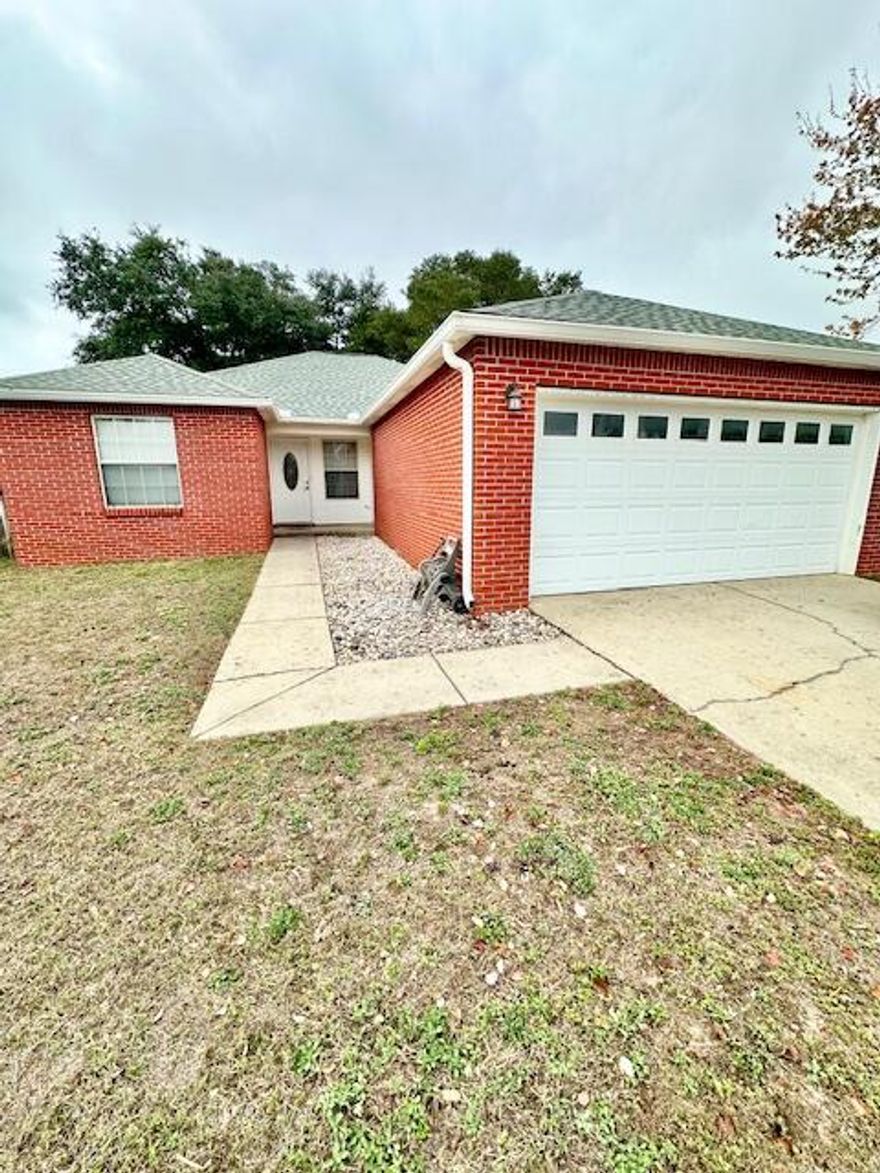 AVAIL: 12/13. FLEXIBLE S/D = TO 1 MO. RENT CAN BE MADE IN 2 MONTHLY INSTALLMENTS IF QUALIFIED. OWNER WILL CONSIDER A 6 MO. 1 DAY - 12 MONTH LEASE. NICE REMODELED HOME! Neutral paint, wood & tile flooring (no carpet), ceiling fans/light fixtures, cabinetry, vanities, granite countertops, stainless steel appliances & kitchen tiled backsplash. Open living/dining/kitchen combo- great for entertaining. Cathedral ceilings. Split bedroom plan for extra privacy. All electric! Inside utility room w/ shelving & front loader washer & dryer included. 2 car garage w/ auto garage door opener. Covered back patio & open deck. Privacy fenced backyard w/ lawn pump & sprinkler system for easy lawn care. 1 small dog okay w/ owner approval & a pet fee. You will be proud to call this your home sweet home!