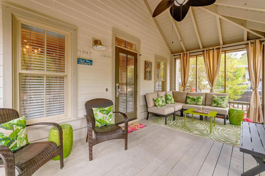 Flirty Flamingo - Your escape to the beach in Magnolia Cottages! New tasteful decor & offered fully furnished!Single story beach cottage features an oversized screened porch flowing into the seamless living/kitchen/dining area. Wood flooring throughout as you travel to the both the guest & master bedrooms, living large in the rear of the home. Rinse off outside in the shower and enter through the side entry door where a sizable laundry room on your left is immediately available for the sandy towels just up from the beach! Outdoor storage shed houses all of your beach toys and a community pool is just 5 lots from the house en route to the beach. Separate outdoor seating areas each offer privacy - Patio with Adirondacks in the back or screened porch in the front nestled among the live oaks. Perfect for your beach retreat, full-time or rental property. Plenty of parking for guests and recently placed on a rental program with first year projections at 41K. Proximity to amenities & location to the beach cannot be beat. Gated beach access is just less than a quarter mile. Further entertainment, shopping & dining in either direction - bike to the HUB or enjoy the restaurants at Seacrest, Rosemary or Alys Beaches. 
***Buyer is responsible for personally verifying details about this property. All information contained on the listing is believed to be accurate but not guaranteed. ***
