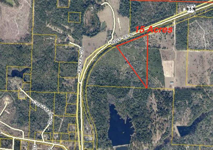 This is a 15 acre split out of the northeastern end of the 40 acre Parcel ID listed above. Highway frontage. Additional land could be purchased or all of it can be purchased. See MLS #746981. Most of the property is level land and has been timbered in the past. Electric is available along the highway; no other utilities on site but phone is available and septic systems would be sewage type. The eastern side of this 40 acre parcel is Agricultural zoning and Future Land Use.
