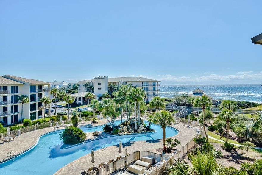 Welcome to High Pointe, a gated community on the South Side of Scenic 30A located between Rosemary and Alys Beach. This very spacious two-bedroom, two-bathroom condo has stunning gulf views and is being sold fully furnished. Enjoy convenient access to the lagoon pool, hot tub, and private beach. Tile floors run throughout the living areas. The master bedroom has beautiful views of the vegetation and lagoon pool and direct access on to your covered balcony. The kitchen has plenty of space for gathering. Both bedrooms are oversized and the condo includes a washer and dryer. High Pointe Resort includes tennis, a lagoon pool, hot tub, shuffleboard, beach access, playground, and Crabby Steve's, a water-front restaurant & bar! A local rental company projects gross rentals between $54,000-$68,000