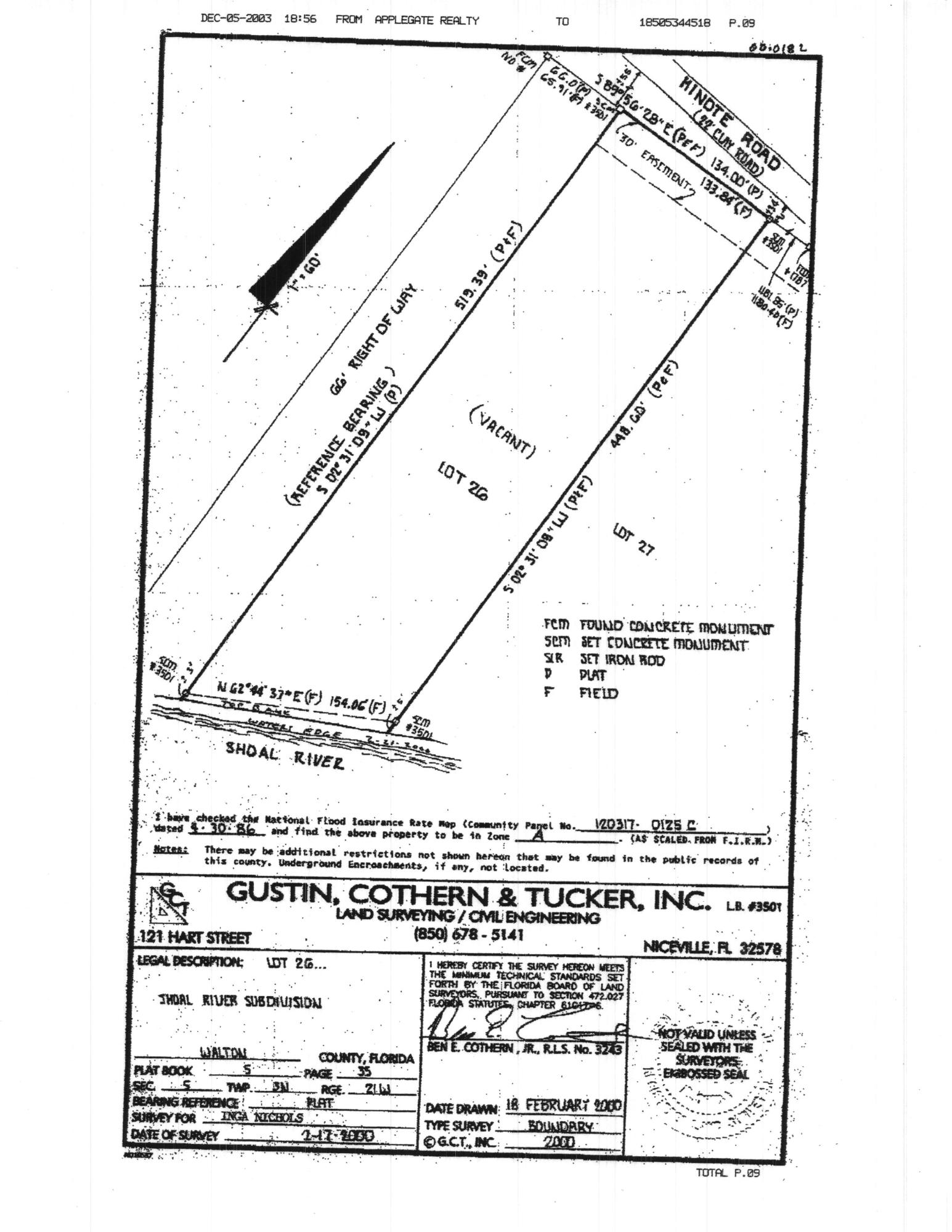 OWNER FINANCING - 130 feet on Shoal River. Imagine having a small campsite, cabin, travel trailer or mobile home on this wooded site over looking the River. Plenty of room on this 1.6 acre parcel to build your private compound. The property is accessed from paved Hinote Road. A few miles from the new Blackstone Golf Course. Minutes from I-10 and Convenient to DeFuniak Springs and Crestview, just 30 minutes from the Air Force Base if you take SR85 south. The parcel has been owned by the same real estate broker associate/investor/owner for over 2 decades now. Their change of plans is your future great growth potential just waiting for you to seize right now! Possible owner financing with a large payment and short financing period. Priced to sell. Don't let this opportunity slip AWAY