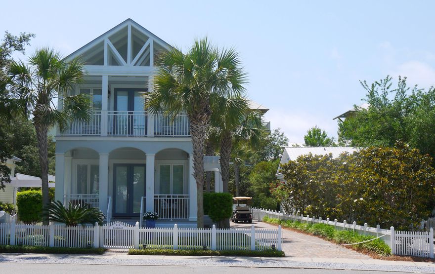 Step into a home that this turnkey property ready to enjoy as a wonderful personal beach home, a spectacular rental property, or a full time residence. The location is amazing - across the street from Bellview Park, the Westside Swimming Pool, tennis courts, basketball court, kiddie pool, and community green space. The house is steps away from the shaded and camelia lined promenade which leads to Carillon Avenue and the 3,900+ front feet of sugar white sands. This 3 bedroom, 3-1/2 bath home has 2 masters - one upstairs and one downstairs. Great open floor plan that is conducive to family gatherings and entertaining. The back yard has a conversation area with four Adirondack chairs for evening entertainment or just gazing at the stars.