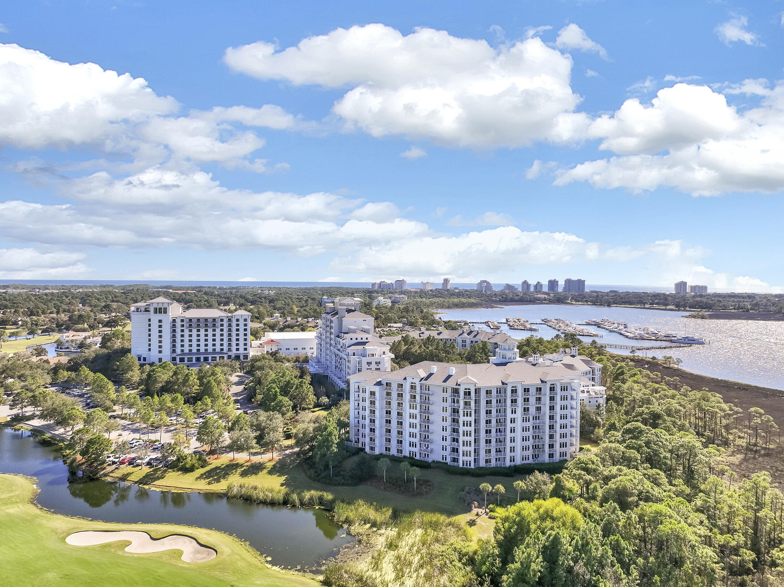 'The View' of this 3rd floor Elation studio is amazing. Golf Course,Pond and the beautiful grounds of The Sandestin Resort for your absolute relaxation and privacy. This studio is in great shape with tile and LVP floors, new drapes, updated kitchen area with newer counters, backsplash and appliances. King Size Bed, Queen Sofa (not a pool-out) and again the perfect view this condo is a great vacation spot and/or investment property. Elation' is walking distance to Baytowne Wharf -variety of restaurants, shops and entertainment, Sandestin Marina, beautiful pools & Solstice Owners Club House. Short Golf Cart/Car ride to the beautiful white sand beaches of Walton County as well as the locals favorite''Grand Boulevard'' offering shops,dining, Movie theatre and more..Buyer to verify all !