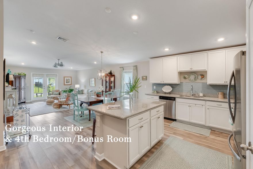 10K towards closing costs and prepaid items!!! This can be used towards an interest rate buy down as well. This 2022 built home has owner purchased additions that include, porch concrete pad-$3,000, metal fence-$6,000, gutters $1,500, backsplash in the kitchen and master bathroom, glass shower doors-$1,500 in the master bath, kitchen aide convection oven, superior lighting, shelves, and 2 in blinds. Nestled within the tranquil community of Freeport, FL, 725 Riverwalk Circle presents a remarkable blend of contemporary comfort and stylish upgrades. This spacious single-family home boasts three bedrooms, two bathrooms, and a flexible layout that includes a versatile office space, making it ideal for modern living.
Step inside to discover a beautifully appointed interior highlighted by vinyl flooring throughoutno carpet to be found.

The kitchen is a chef's delight with granite countertops, complemented by a stylish backsplash and upgraded KitchenAid convection oven. Ample storage is provided by the 42-inch upper cabinets, offering both functionality and elegance.

The master bathroom features a luxurious glass shower door, while the kitchen and master bathroom also benefit from newly added backsplashes. Throughout the home, two-inch blinds and new ceiling fans enhance comfort and privacy.
This home also features a convenient 2-car garage, providing ample parking and storage space.
Outside, the property includes a metal fenced yard with a covered porch concrete pad, perfect for outdoor gatherings or relaxing in the Florida sunshine. Residents of this community enjoy access to a shared pool with a pool house and a convenient community dock, offering opportunities for recreation and relaxation.
Additional upgrades such as gutters, shelves in the laundry room nook, newly planted trees and metal fence enclosing the back yard, further enhance the functionality and appeal of this home. French doors lead from both the back patio and office, seamlessly connecting indoor and outdoor spaces for easy entertaining and everyday enjoyment.
Located just 13 miles from Grayton Beach, this home provides easy access to 30a pristine white sands and crystal-clear gulf waters.
Adjacent to the property, a new Publix and various restaurants provide convenient shopping and dining options, with more eateries coming soon. 
Nestled in the heart of Florida's Panhandle, Freeport stands out as one of the state's fastest-growing cities. This charming community offers a perfect balance: it's close enough to the renowned beaches of 30a, yet retains a peaceful, residential vibe away from the hustle and bustle.
Whether you're looking to enjoy a day of shopping, dining, and entertainment in Destin or exploring the family-friendly attractions of Panama City Beach, Freeport offers a central location that allows you to experience the best of both worlds.
Located in a family-friendly neighborhood, 725 Riverwalk Circle offers a peaceful retreat while remaining close to local amenities and attractions. Whether you're relaxing by the pool, entertaining guests on the covered patio, or enjoying the upgraded interior spaces, this home provides a perfect blend of luxury and convenience in Freeport, FL.

