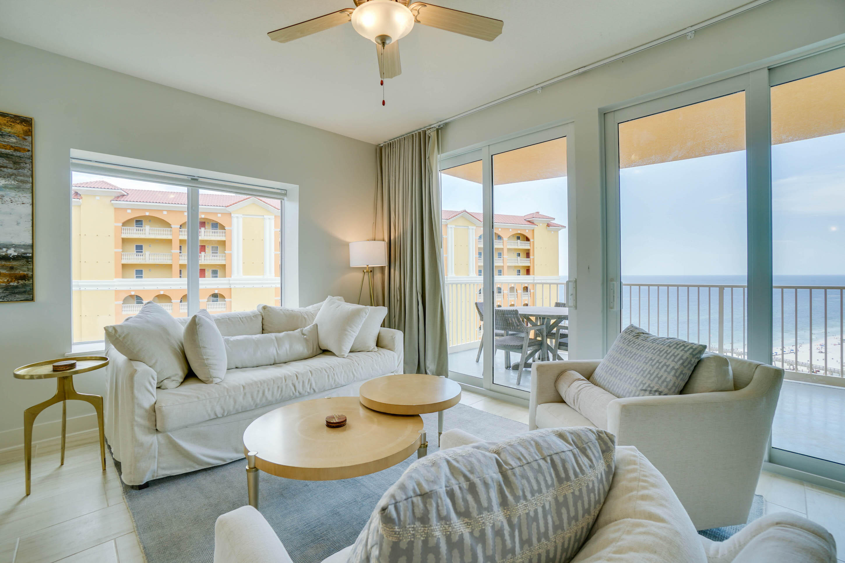 Absolutely GORGEOUS, sought after, end unit 3-bedroom condo. This condo is impeccably decorated and fully equipped for a vacation rental. Relax and enjoy the expansive balcony overlooking the Gulf or walk across the street to the white sand beaches. Modern tile floors throughout the condo. You truly will not be able to understand the beauty of this condo until you come visit it in person. Calypso Tower III was only built in 2020 and has been meticulously maintained. the resort offers a lagoon style swimming pool, seasonal tiki bar and grill, fitness center, wireless internet in resort common areas, on site activities and rentals. The resort is just steps away from the best shopping in Panama City Beach at Pier Park. Pier Park offers shopping, entertainment, and restaurants.