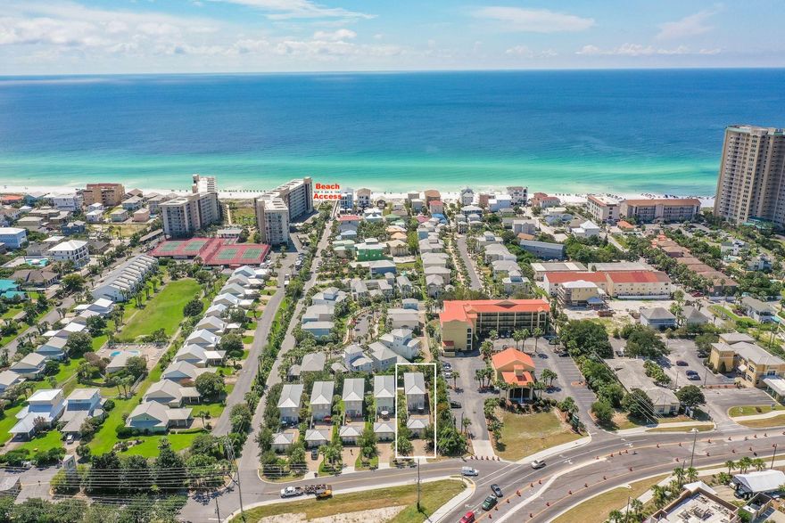 Prominently positioned only 300 yards to the Gulf of Mexico, this coastal retreat is primely situated with excellent proximity to world class beaches in the heart of Miramar Beach. Strategically designed and furnished to optimize short term rental opportunity, this property yields a thoughtful layout curated to maximize functionality.  Notable features include a private pool with suitable space for lounging and entertaining, a spacious open floor-plan with two stories as well as a carriage house. The first level offers a sizable open living room adjacent to the well-equipped kitchen designed for entertaining and flowing out to the lanai and private gated pool area. The master suite is conveniently located on the first floor and offers ample privacy including en-suite bathroom featuring a granite vanity and a custom tile seamless glass walk-in shower. There is an additional half bath on the first floor. Accommodating a total of 16 guests, upstairs you can find four additional bedrooms including two bunk-rooms. You'll enjoy the lovely private pool and deck area between the carriage house & main house, and it's all set up for grilling and outdoor dining. 
 
The separate carriage house features a private master suite and bathroom with custom tile walk-in shower.  It's a comfortable space equipped with a complete kitchenette. 

The beach access is a short 5-minute walk down a quiet side street - you don't have to cross any main roads or congested areas! This NO HOA fee property also features ample paved parking for up to four vehicles. 

24 Mainsail Drive is located near exemplary beach access as well as walking distance to prime shopping at the Silver Sands Outlet Mall, world class restaurants, golfing, boating and local entertainment.