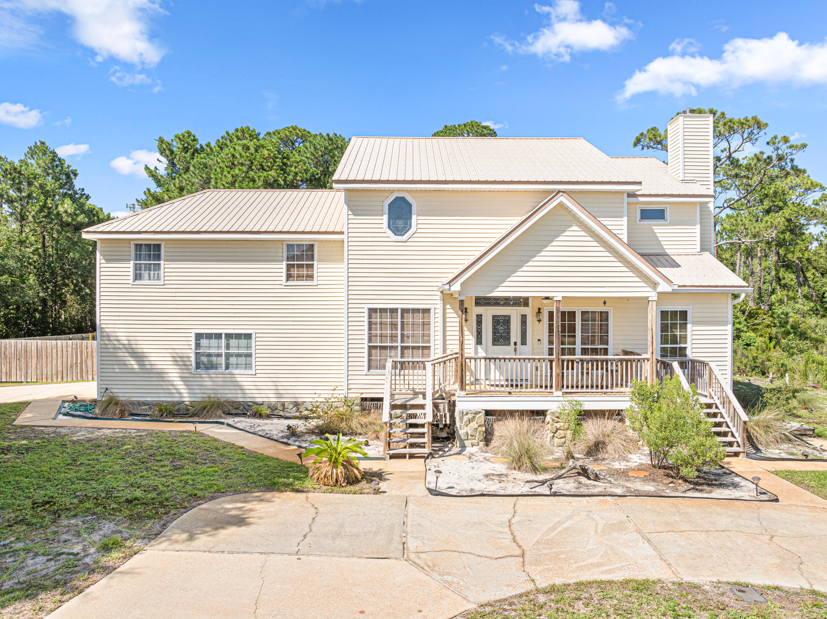 Welcome to 409 Emerald Court -- a coastal retreat tucked away on a peaceful cul-de-sac in the desirable Emerald Pointe community! This two-story gem sits proudly on a generous corner lot, offering sweeping VIEWS of the Santa Rosa Sound and a lifestyle that blends relaxation with functionality.From the moment you arrive, you'll be impressed by the circular pull-through driveway, extra side parking perfect for your boat, RV, or jet skis, and a spacious two-car garage with side entry. Inside, natural light fills the open-concept living and dining areas, highlighted by soaring ceilings, a stunning gas fireplace, and a striking curved staircase. The kitchen is both stylish and functional, featuring stainless steel appliances, granite countertops and backsplash, a large pantry, breakfast bar, and cozy dining nook with access to the backyard.
One of the home's standout features is the bright Florida room perfect for entertaining or peaceful mornings with a view. This inviting space includes a wet bar with sink and mini-fridge and overlooks the Santa Rosa Sound.
Upstairs, you'll find two comfortable bedrooms, a full bath with generous storage, and a versatile laundry room with built-in desk area ideal for crafts or a home office. The private master suite occupies its own upper level and features vaulted ceilings, his-and-hers closets, a spa-like bath with jetted tub and water views, plus access to a second-story deck. Just off the master is a hidden bonus room with sitting area and kitchenette perfect for a media room or private retreat.
Additional upgrades include elegant trim and molding, no carpet throughout, ample storage, two HVAC systems, and natural gas. Emerald Pointe offers optional HOA membership for just $225/year, which includes private beach access a rare perk that completes the Florida lifestyle.
Don't miss this exceptional opportunity to own a unique, water-view home with room to relax, entertain, and enjoy all that coastal living has to offer.