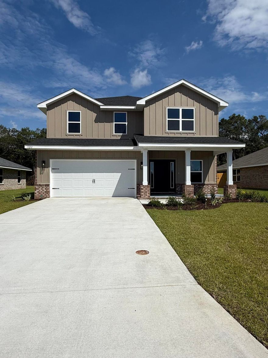 Welcome to our newest neighborhood in North Crestview! This spacious 3,030 sq ft home offers 5 bedrooms, 3.5 bathrooms, a bonus room, and a loft space- plenty of room for everyone. Built with quality and style in mind, this home features 3-side brick with Hardie front & brick skirt for timeless curb appeal, 9' plate height for taller ceilings and a modern, open feel, 7/12 roof pitch creating an impressive elevation, shaker cabinets & 3-panel shaker interior doors, black hardware, fixtures, ceiling fans and interior lighting for an updated look, 2-car fully finished automatic garage, granite or quartz throughout, upgraded flooring with carpet only in the bedrooms all built on 1/2 acre lot that comes with an automatic sprinkler system!