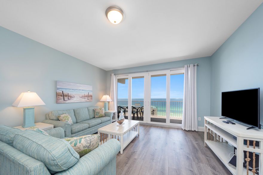 Come and see Laketown Wharf #1625, a highly sought after two-bedroom, gulf view unit! The balcony overlooks the Gulf of Mexico, directly over Pineapple Willy's. The 25-stack offers some of the best views in the resort. This unit comes fully furnished and ready to be enjoyed, whether a vacation or second home. This unit has upgraded LVP flooring in living area and bedrooms. The two-bedroom floor plan floor plan is one of the largest you will find Panama City Beach. This unit is turnkey with fantastic rental income potential. Schedule your appointment today.