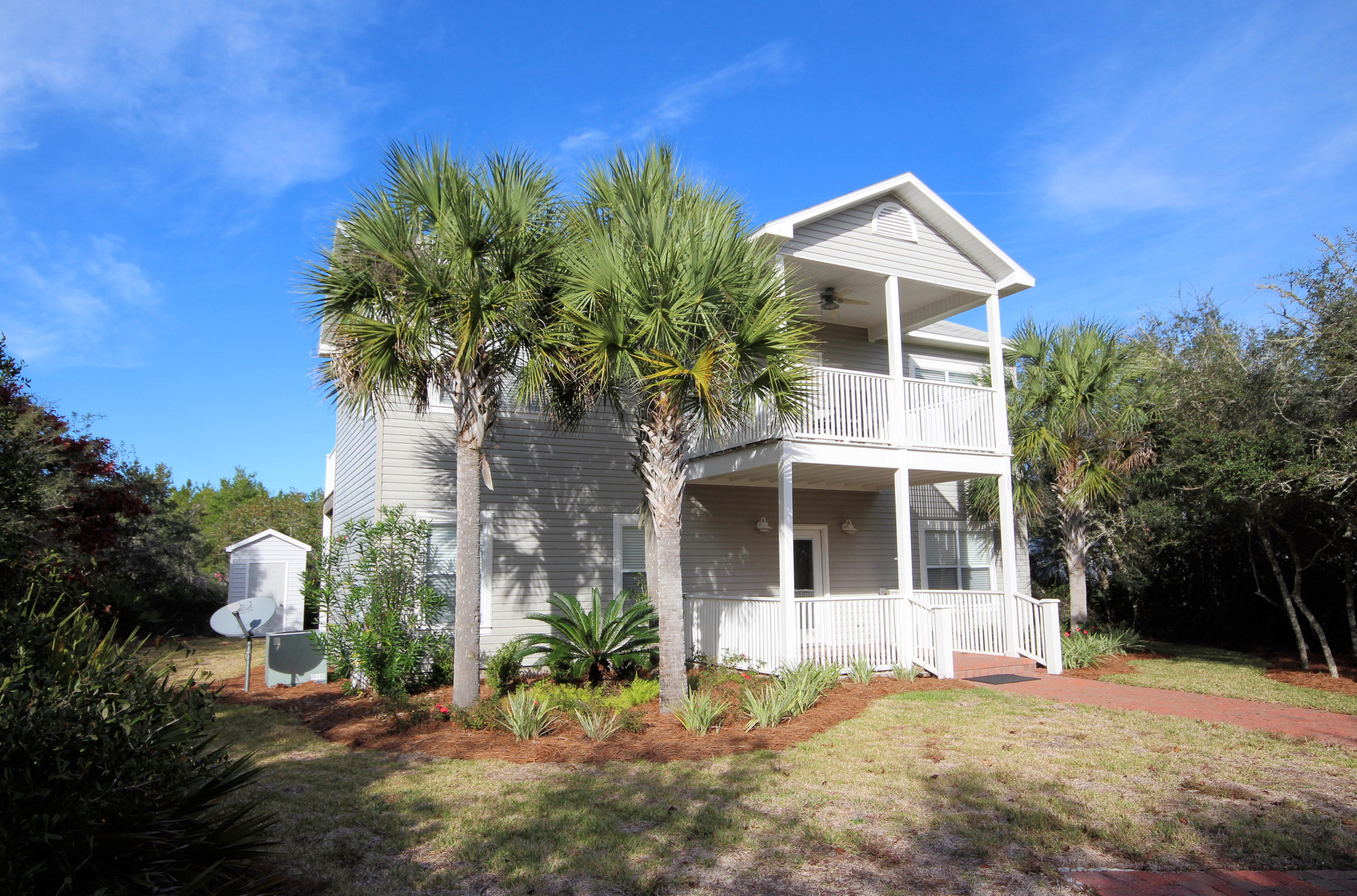 Location, Location! This wonderful home is close proximity to Alys Beach, & Rosemary. It sits on a quiet cul-de-sac with deeded beach access. Situated just off of 30A, this home is ideal for your full time residence or vacation home. The kitchen has been nicely remodeled with granite counter tops, stainless appliances & painted cabinets. It opens to the family room and a large deck for entertaining. The family room also opens up to a covered porch on the front of the house. There are 2 nice bedrooms with private baths downstairs and 1 bedroom upstairs with a hall bath. You are close to all activities, restaurants, shopping that 30A has to offer, as well as Alys Beach, Rosemary Beach, the new Hub and 30Avenue. Buyer to verify all dimensions, which will be added soon. Sold unfurnished.