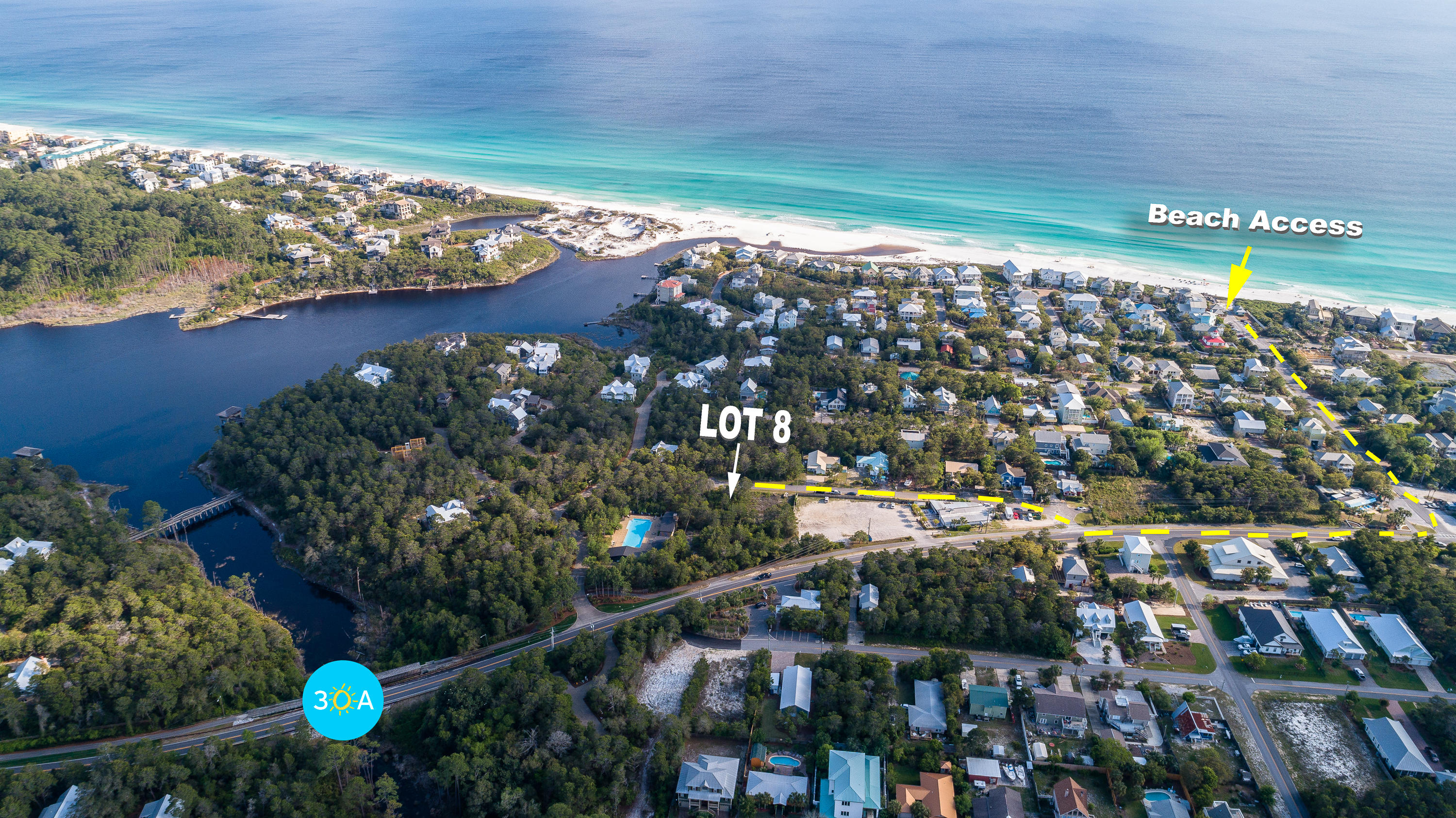 Great private lot in a cul-de-sac. Close to beach, on the south side of 30A.