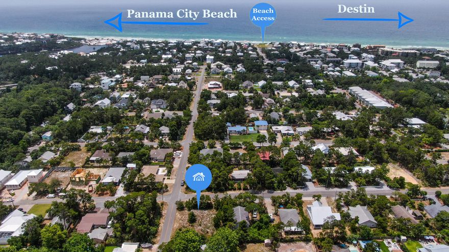 Corner, brush cleared lot in desirable Gulfview Heights NON HOA Community just blocks from Scenic 30a West and Regional Beach Access with bathroom, shower, golf cart parking and picnic pavilion. Generous 75 X 110 level high and dry and ready to develop at your leisure as there is no build out time, no covenants or restrictions. Rare West End 30a Community  with limited vacant land available. See you at the beach!