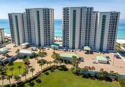 It's All About the View! 6th Floor, West End (sunset view) Corner Unit with the most gorgeous Panoramic Beach & Bay Views. A wall of windows provide stunning Gulf views across the kitchen, dining and living room. This spacious 4 bedroom condo provides plenty of room to stretch out and relax with friends or family. The large comfortable gulf front master suite provides privacy from the other bedrooms, has a spa like remodeled bathroom with separate walk-in shower with custom tile, jetted tub and double sinks with quartz countertops and stylish cabinets, 2 large closets (one walk-in) and a sliding glass door to the large 400 sq ft. balcony that spans the length of the condo. There is a second en suite bedroom that currently has 2 full beds, but could be a second king bedroom with Bay and ..