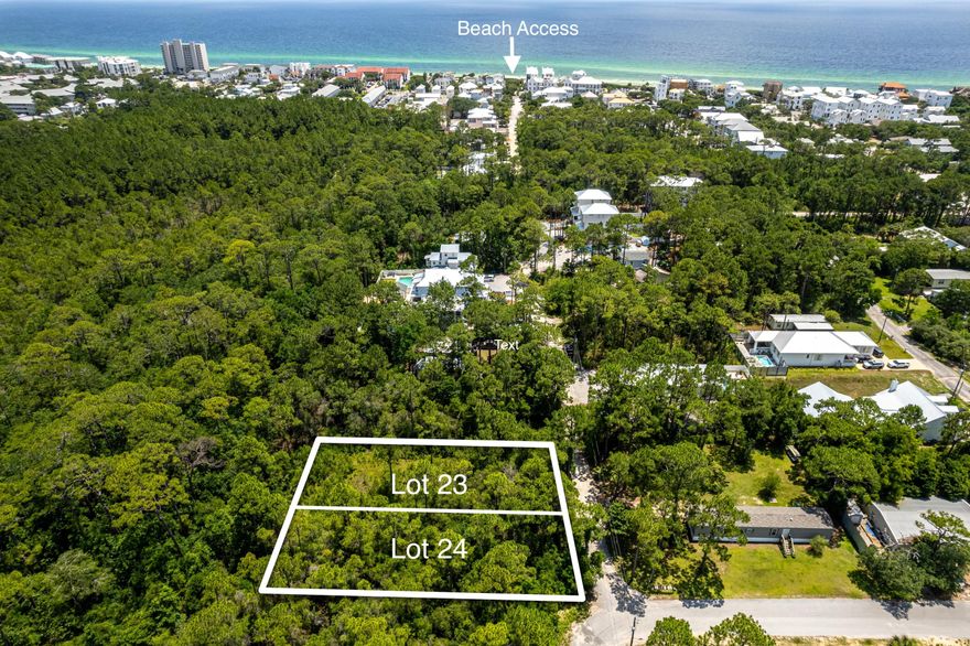 Lot 23 on N Montigo is tucked away off 30A in the heart of Seagrove. This vacant lot is located in Gulf Shore Manor and has deeded beach access and use as well as 4 other public beach accesses within the community. The stretch of beach for use 1400 linear feet. This location is ideal for short term rental, second beach house or full time residence as the community is a mix of all 3. Gulf Shore Manor is a non HOA community that  is booming with new development. This past year 3 new luxury beach homes have been constructed at the end of N Montigo.   Imagine the sounds of the gulf while relaxing on your new beach house porches in Seagrove. This vacant lot is located just a little over a mile to town of Seaside and 2 miles to Watercolor. Beach access for these lots feature seasonal lifeguards, restrooms, ramp to the beach as well as ample parking. Other access in the community are San Juan, Pelayo, Dothan and Montigo. This location cant be beat with addition of Greenway Station just 2 miles to the east with coffee shop, ice cream, dining and shopping. 

Use 403 N Montigo Ave on GPS to find the lots The lot is just north of 403 N Montigo Ave. 