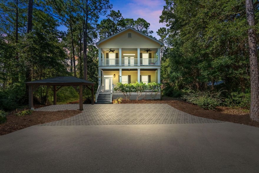 Full-time living just two blocks from the beautiful Choctawhatchee Bay, with access to a public boat ramp for kayaking, canoeing, fishing, and enjoying breathtaking sunsets. Located in the highly desirable Point Washington area, this charming home offers privacy, a peaceful wooded setting, and no HOA. Interior highlights include real oak flooring on the main level and luxury vinyl plank in all bedrooms. Recent updates feature a remodeled kitchen and fresh interior paint. Two spacious covered balconies provide ideal spaces for relaxing and taking in the natural surroundings...But WAIT...just a short drive (a little over 4 miles) to Grayton Beach where full-time residents with 4WD may qualify for an annual beach driving permit.