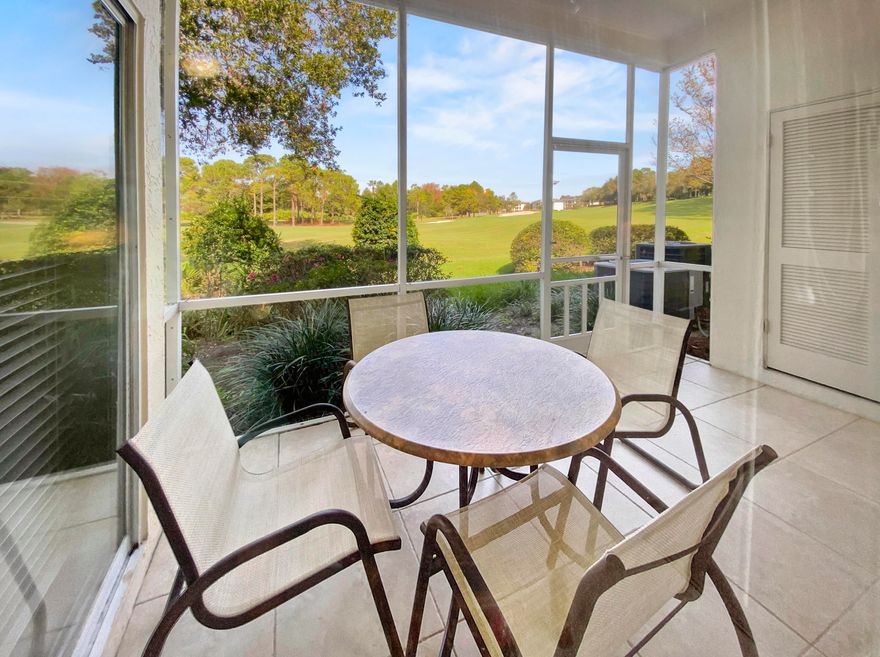 Located on the south side of Sandestin, this open 2-bedroom, 2 bath condo with a sweeping view of the Baytowne Golf Course has good storage, parking at your door, and potential for good vacation-rentals.  A generous storage closet off the foyer, a walk-in master closet, and other areas offer good storage. Tivoli has golf cart parking and a charging station. Unit is sold fully furnished. Tivoli fees are $500/mo. SOA fees are $383.93/qtr.(Average $627.98 monthly.) Although not on a vacation-rental program, the unit would generate good income. The Tivoli group has a community pool. Buyer to confirm all measurements, fees, and other information.