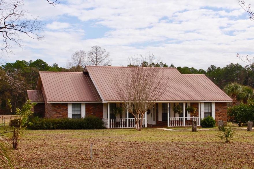 You will love this Brick 2178 S.F. ''Quiet Retreat'' on 5.2 landscaped acres with your own private fish pond. The property is located inside the city limits of Defuniak Springs. Very desirable location. Quiet, peaceful and little or no traffic. House is low maintenance. Big family room with stone fireplace. Landscaped yard includes pecan trees and a majestic grandfather oak estimated to be over 300 years old! Property is perfect for growing your own garden. Chicken coop already built so you can raise your own chickens and have fresh eggs every morning! Move in ready. Call for an appointment! Cash or conventional.