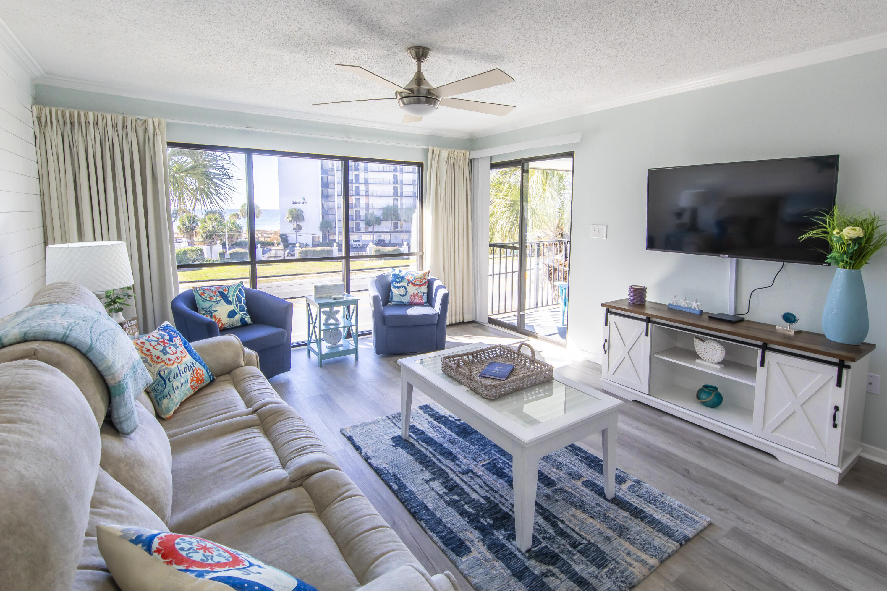 Experience the pinnacle of coastal living in this impeccable 2-bedroom, 2-bath villa nestled within the prestigious Edgewater Golf Villas, boasting a mesmerizing view of the Gulf. This elegantly decorated residence is a testament to luxury and comfort, featuring an open layout bathed in natural light, premium vinyl plank flooring, sleek stainless steel appliances, a newly installed water heater, and a tastefully modernized kitchen. One of the villa's standout attributes is its proximity to the pool, offering unparalleled convenience for a refreshing swim. The private balcony serves as a serene retreat, where you can unwind with your favorite drink while gazing at the captivating emerald waters of the beach. Edgewater Beach Resort elevates the vacation experience with its extensive