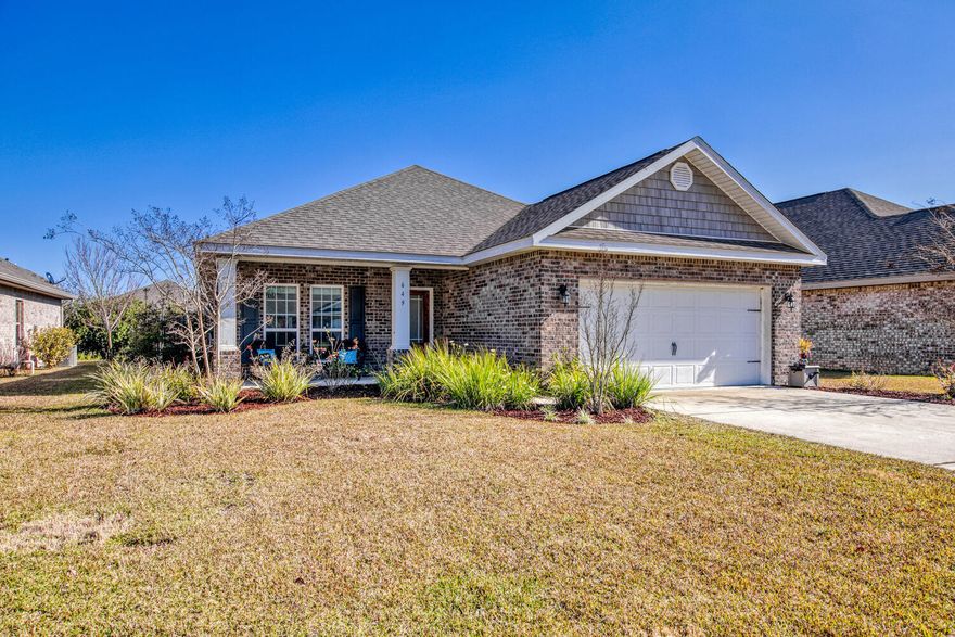 Gorgeous brick home in the desirable Driftwood Estates neighborhood built in 2017 yr! This home features 1958 sq ft, 4 bedrooms and 2 baths! There is an open floor plan with a large kitchen island! Upon entering the home notice the covered front patio! Great for relaxing on sunny days! Enter the home in front foyer! There is a bedroom to the left and also the large laundry room to the right. It is an open floor plan and perfect for entertaining! The kitchen and island opens to the living room and dining room! There are trayed ceilings, recessed lighting, and large windows which allow natural light to abound in the space! The kitchen features stainless and black appliances, an island with a built in double, under mount sink and dishwasher!